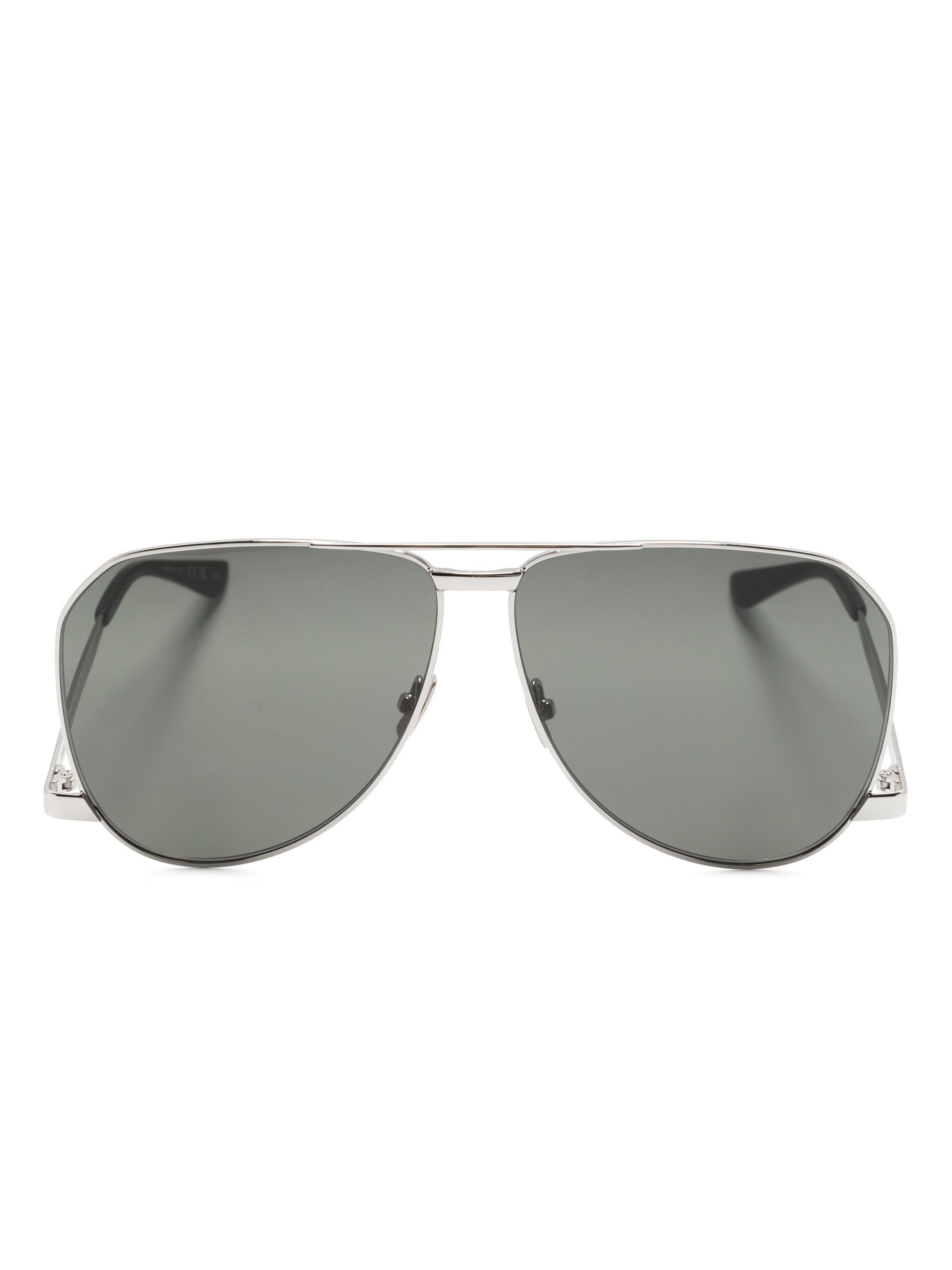 Saint Laurent Logo-engraved Pilot-frame Sunglasses In Metallic
