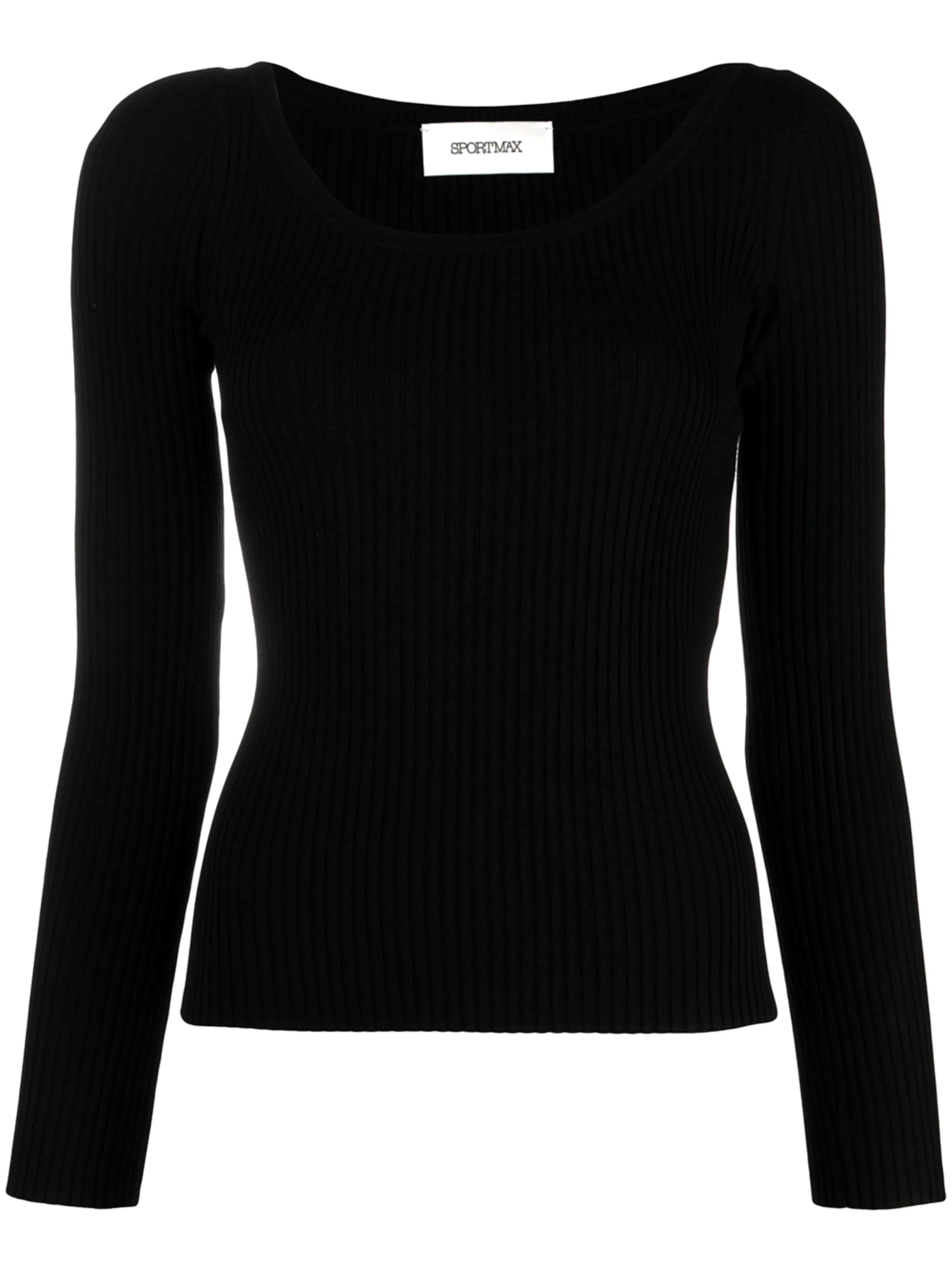 Sportmax Slim Ribbed Sweater In Black