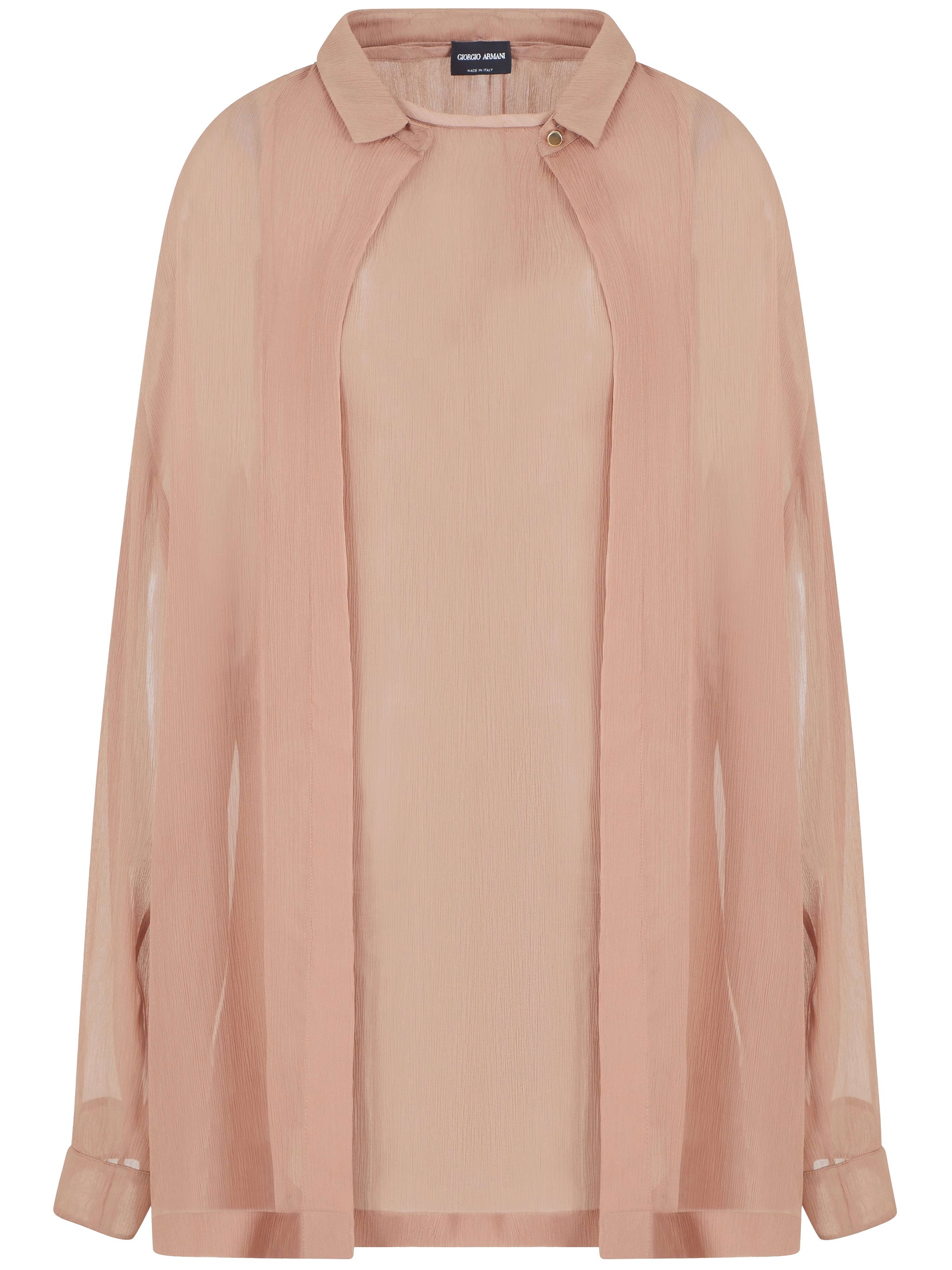 Giorgio Armani Silk Crepe Oversized Shirt In Neutral