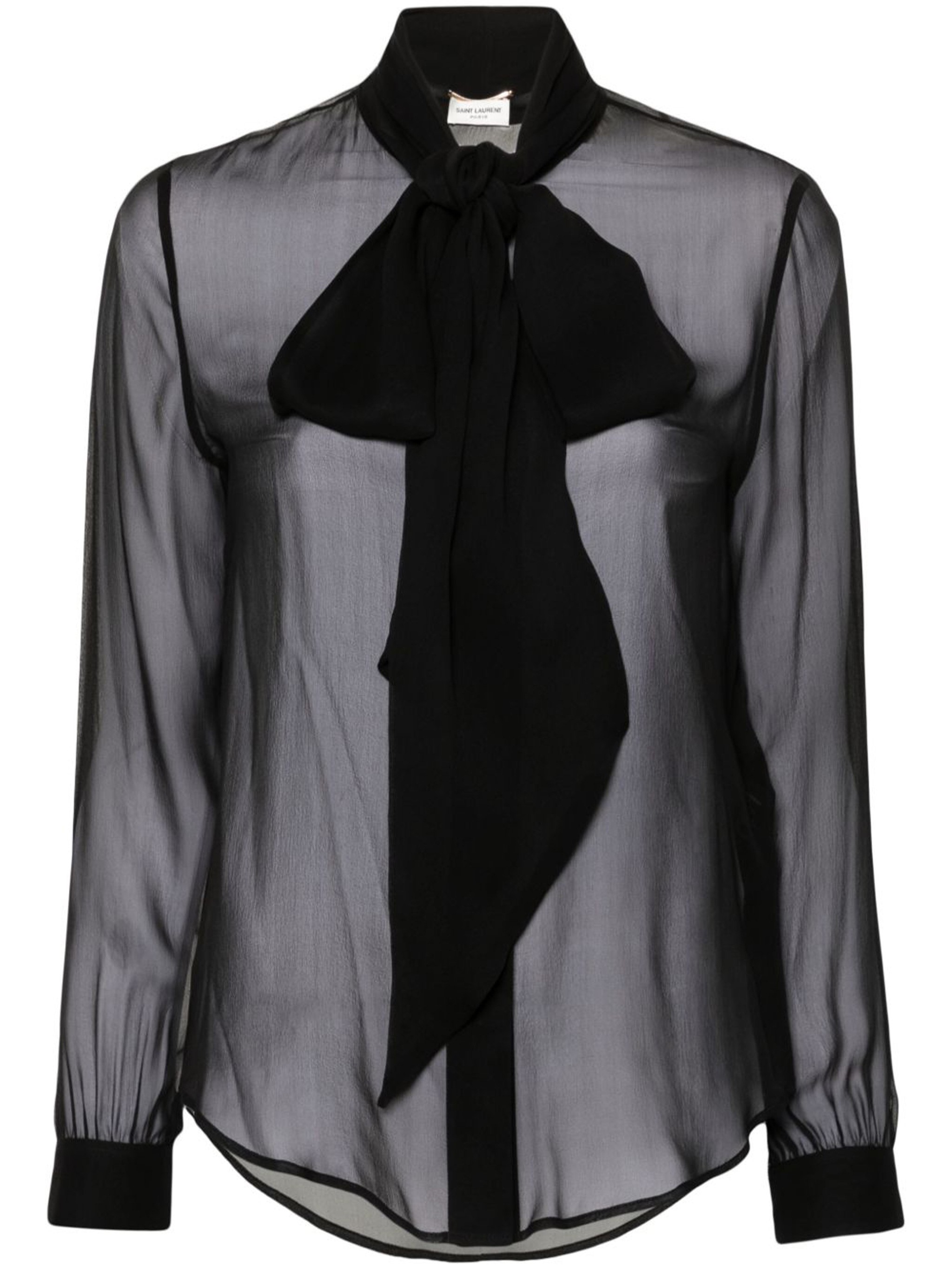 Saint Laurent Blouse With Lavallière Collar In Black