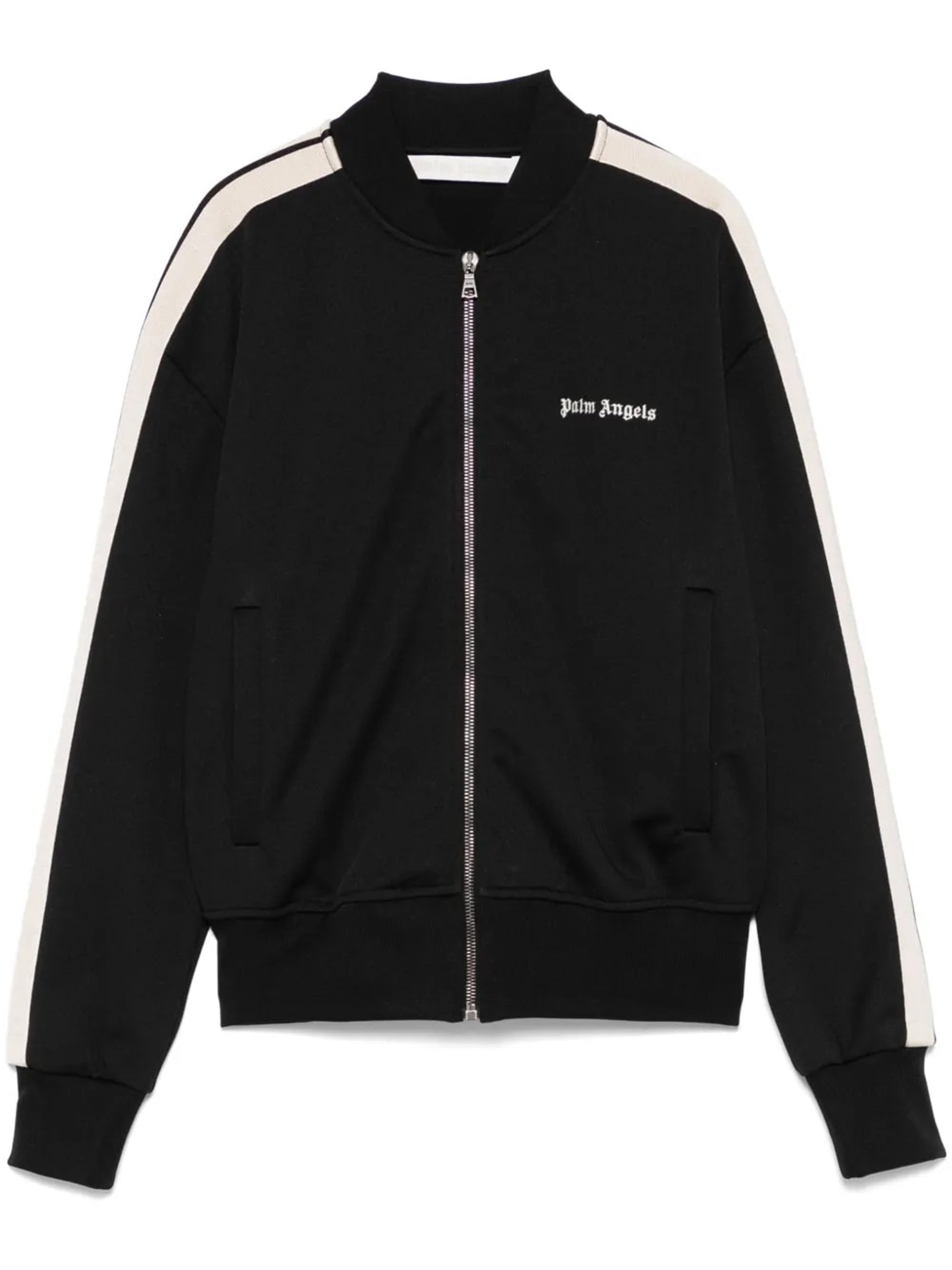 Palm Angels Stylish Bomber Jacket Contrast Stripe In Black