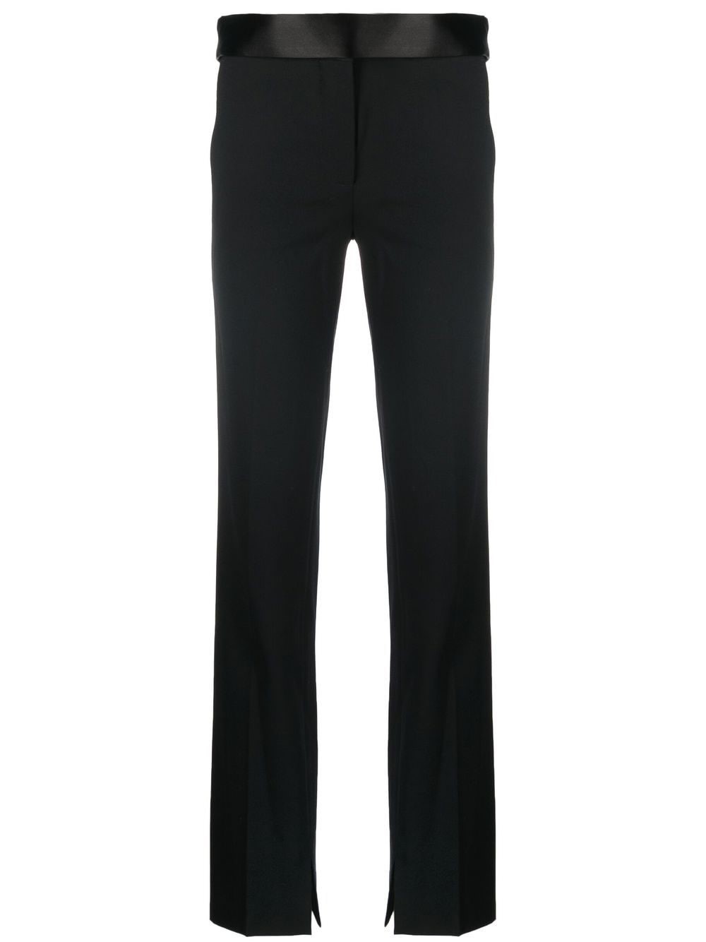 Stella Mccartney Twill Trousers Featuring Satin Waistband In Black
