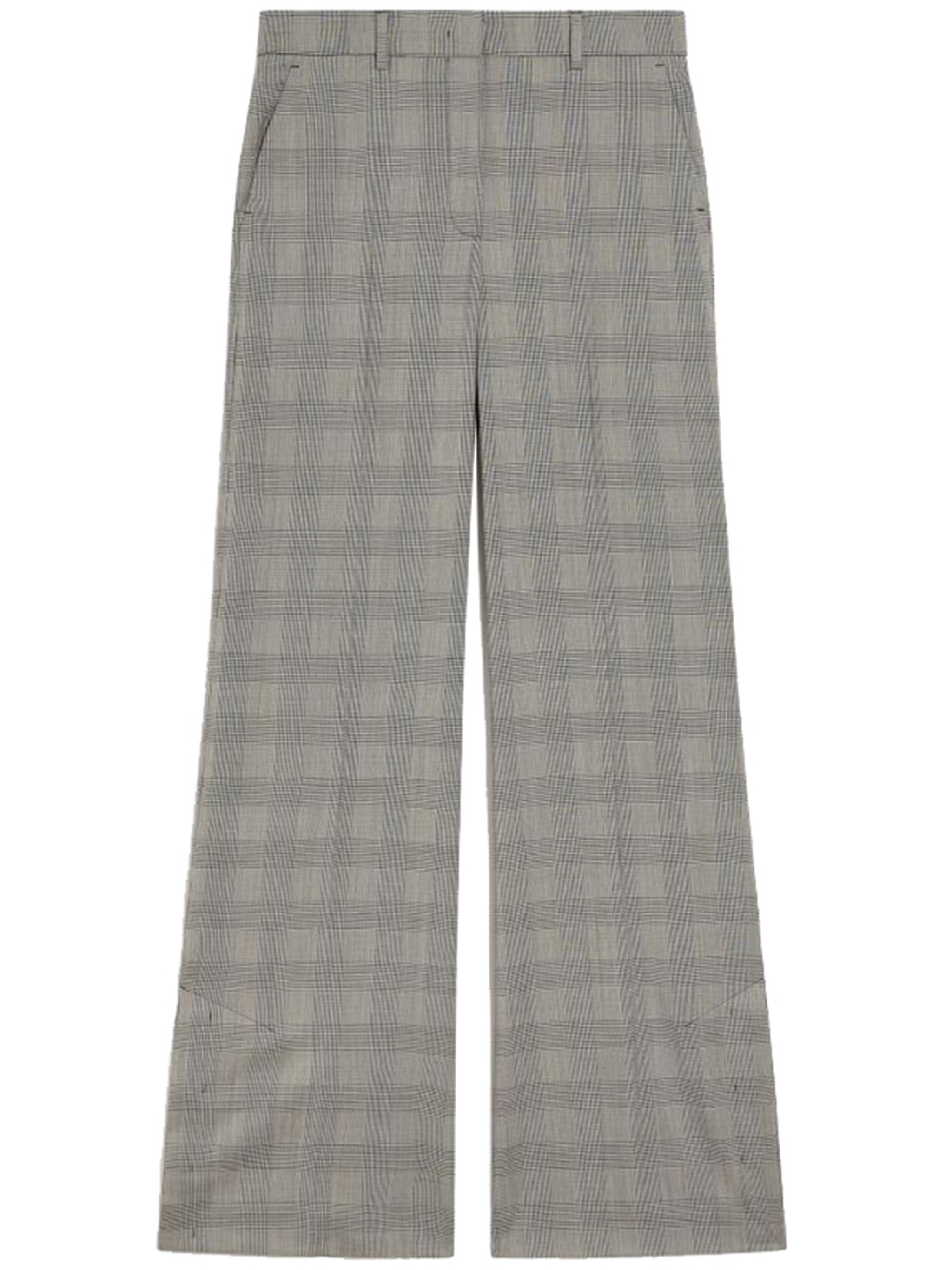 Sportmax Wool Flare Trousers With Prince Of Wales Pattern In Gray