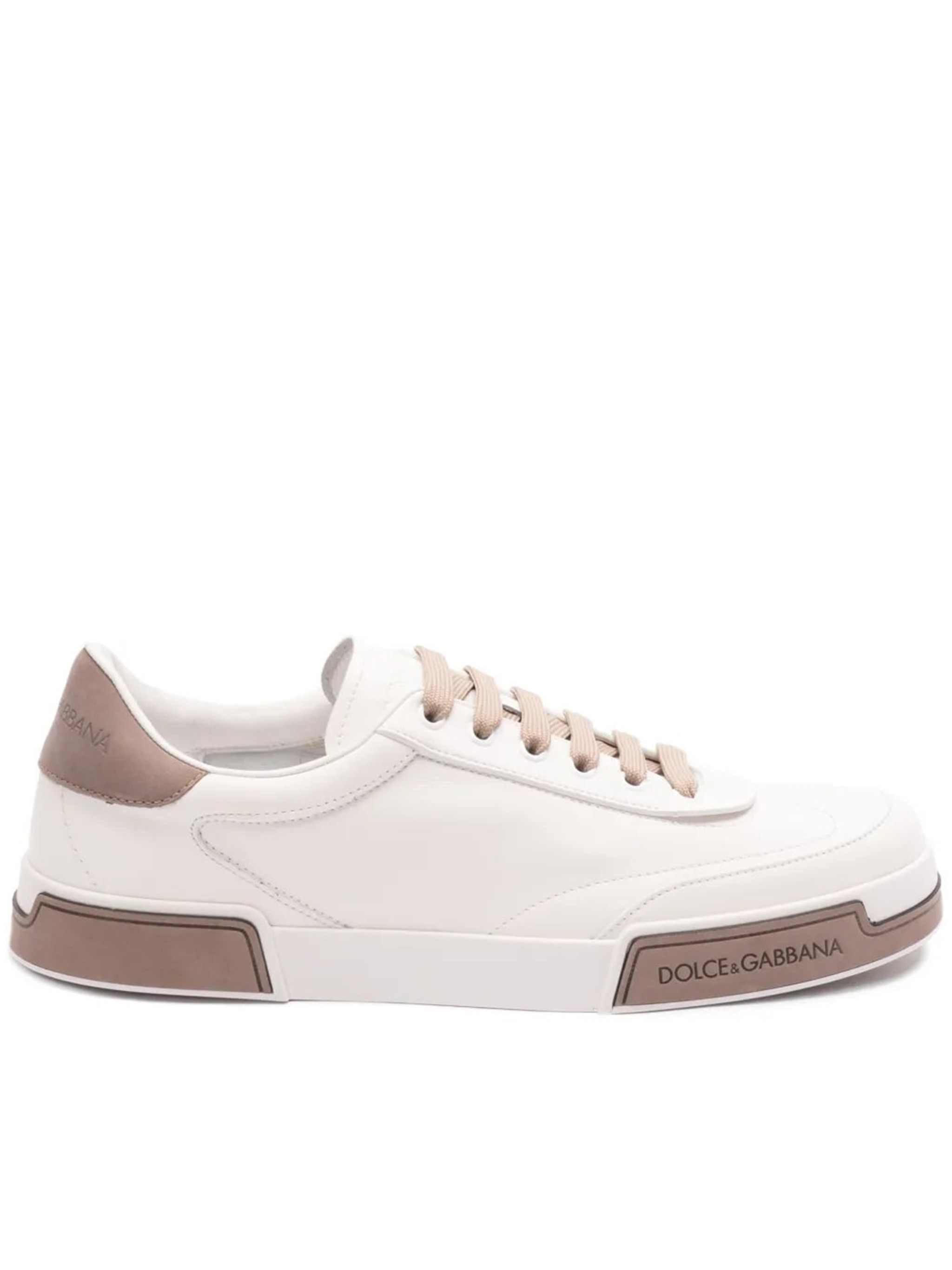 Dolce & Gabbana Portofino Yatch Sneakers In Calfskin Color White And Dove Grey In White