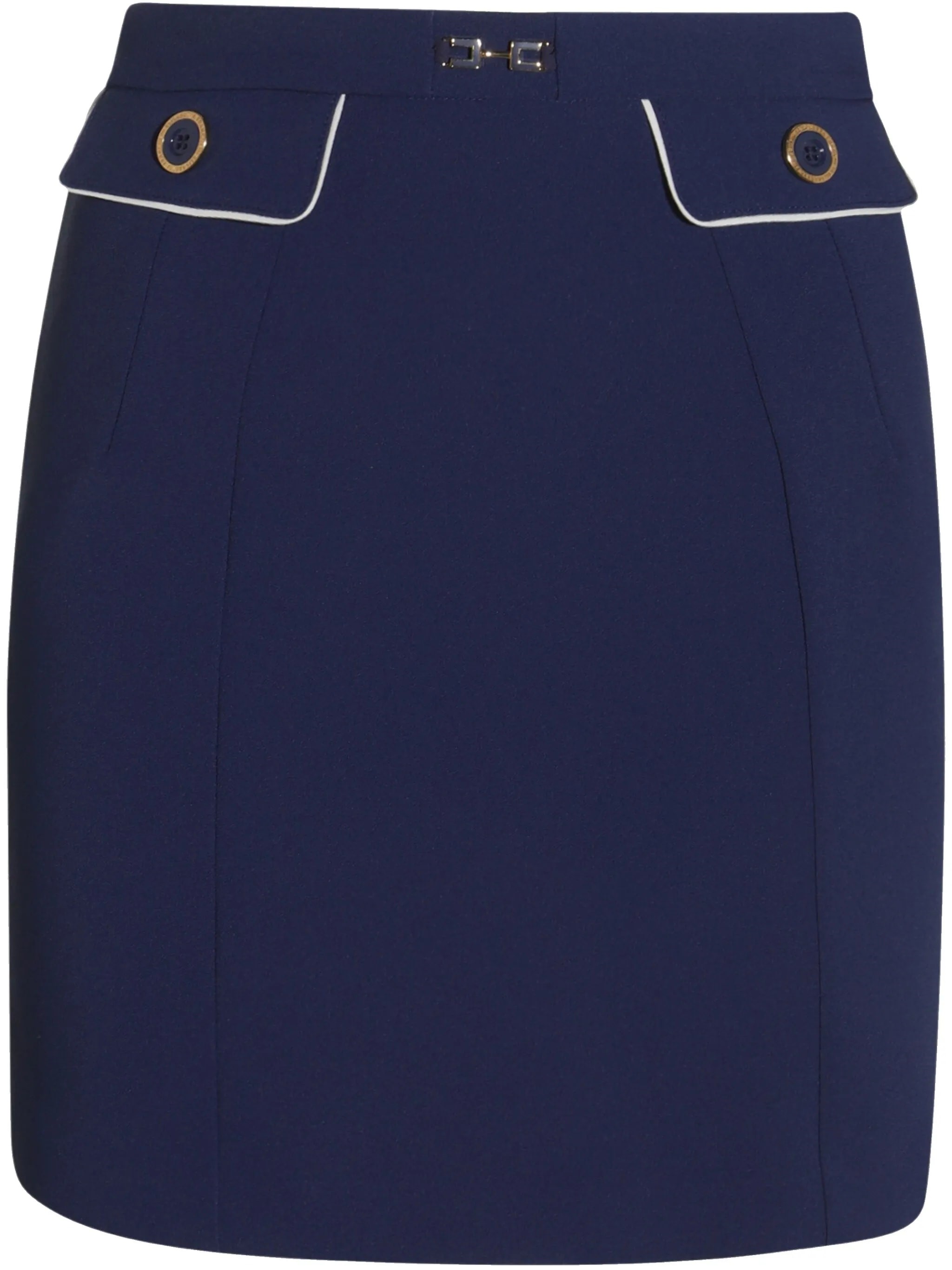 Elisabetta Franchi Crepe Mini Skirt In Blue