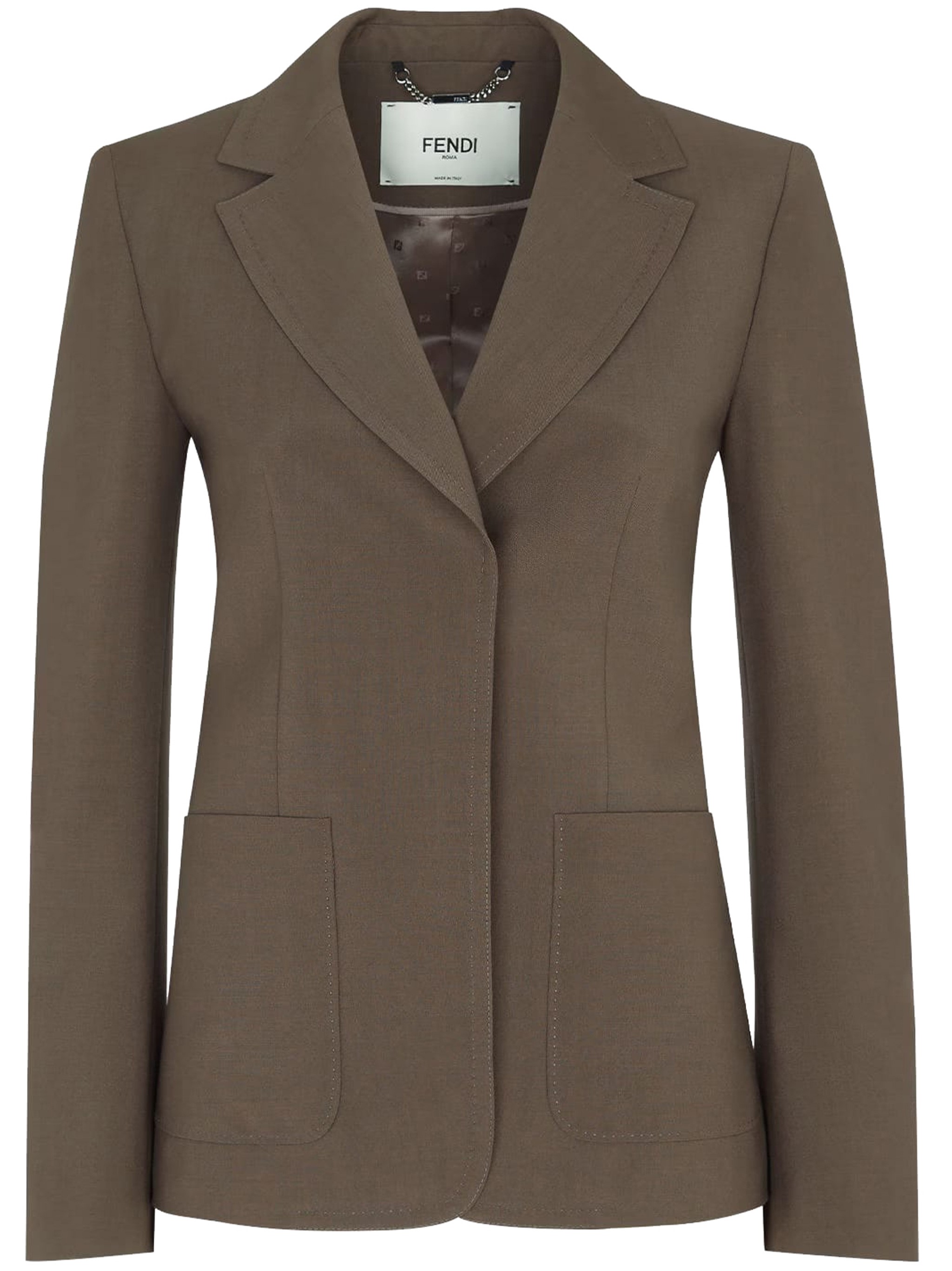 Fendi Dark Green Wool And Mohair Blazer In Brown