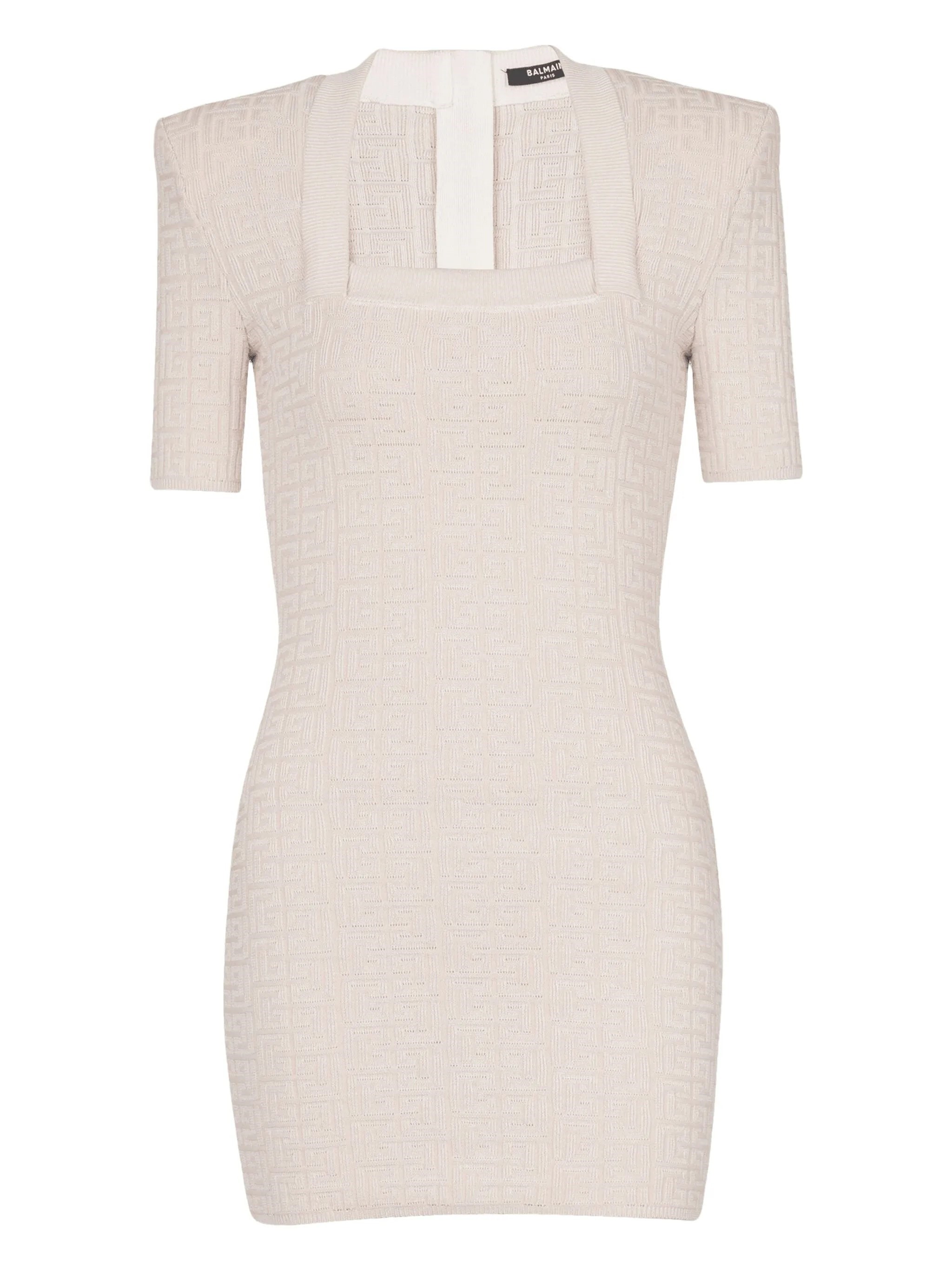 Balmain Nude Short Knit Dress In Neutral