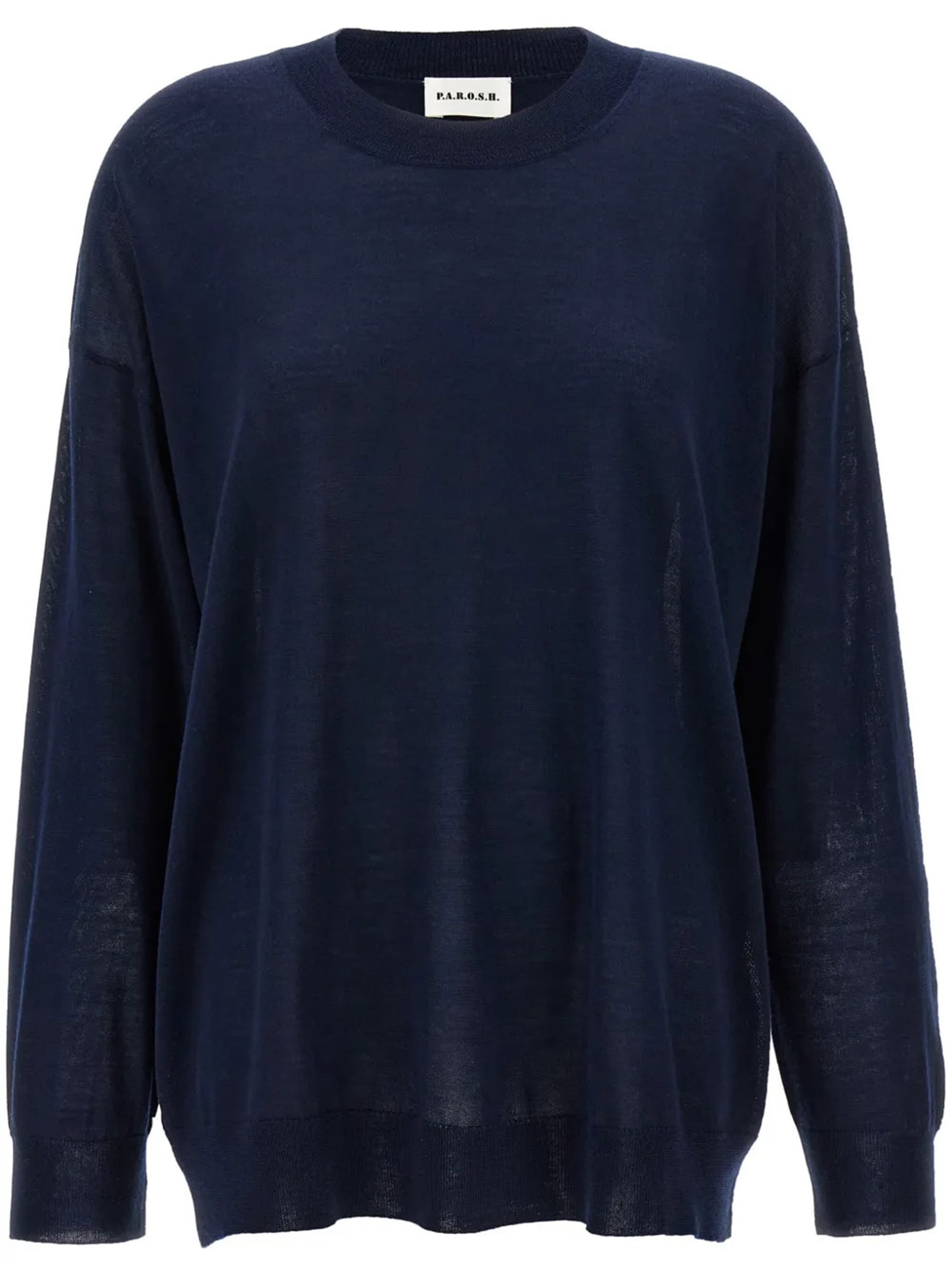 P.a.r.o.s.h Blue Long-sleeved Crewneck Sweater In Wool And Silk Blend Woman In Blue