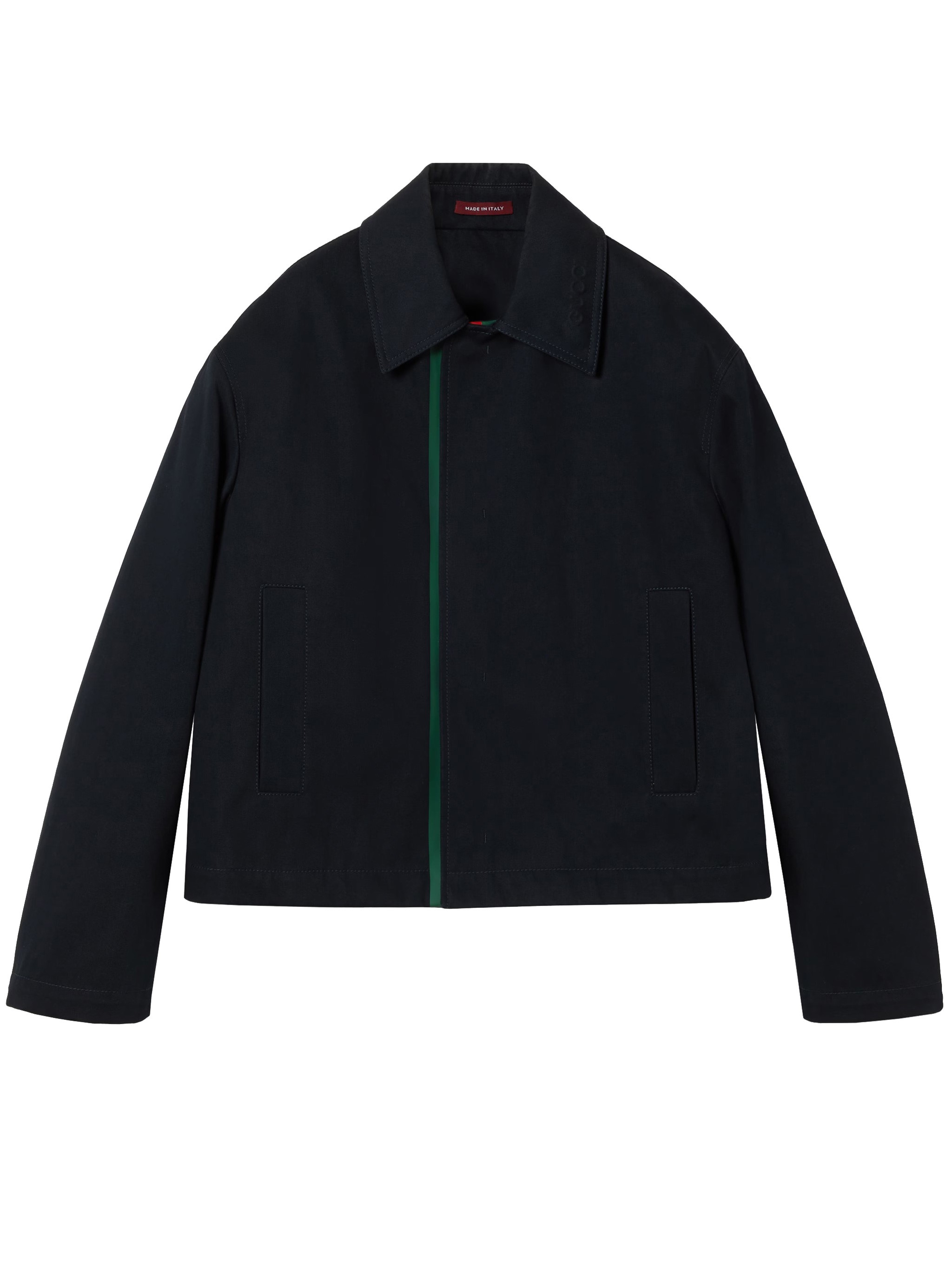 Gucci Cotton Gabardine Jacket With Embossed Logo In Blue