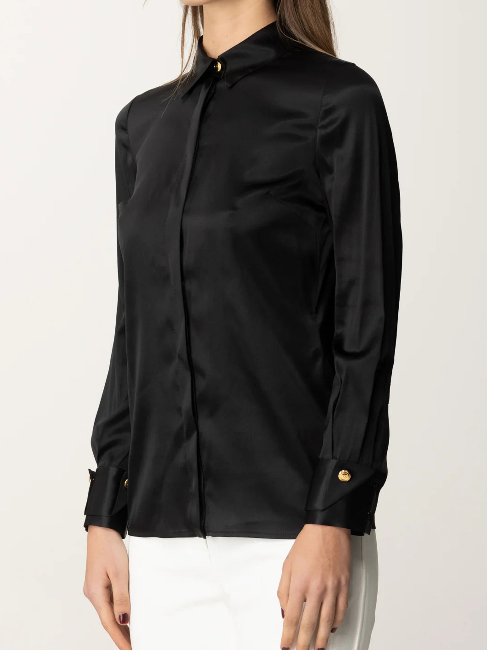 Elisabetta Franchi Shirt With Long Sleeves And Pointed Collar In Black