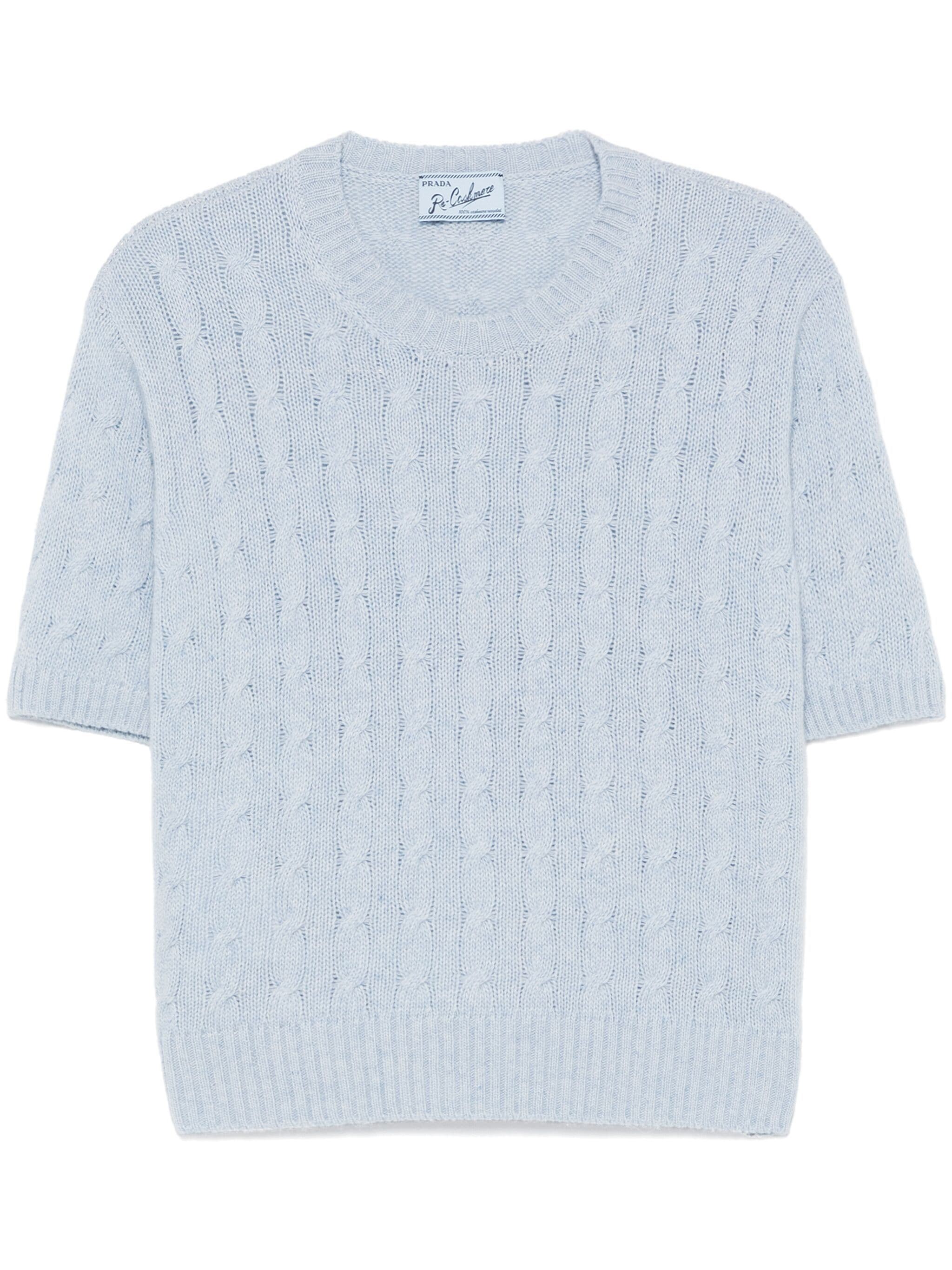 Prada Braided Re-cashmere Blue Top In Blue