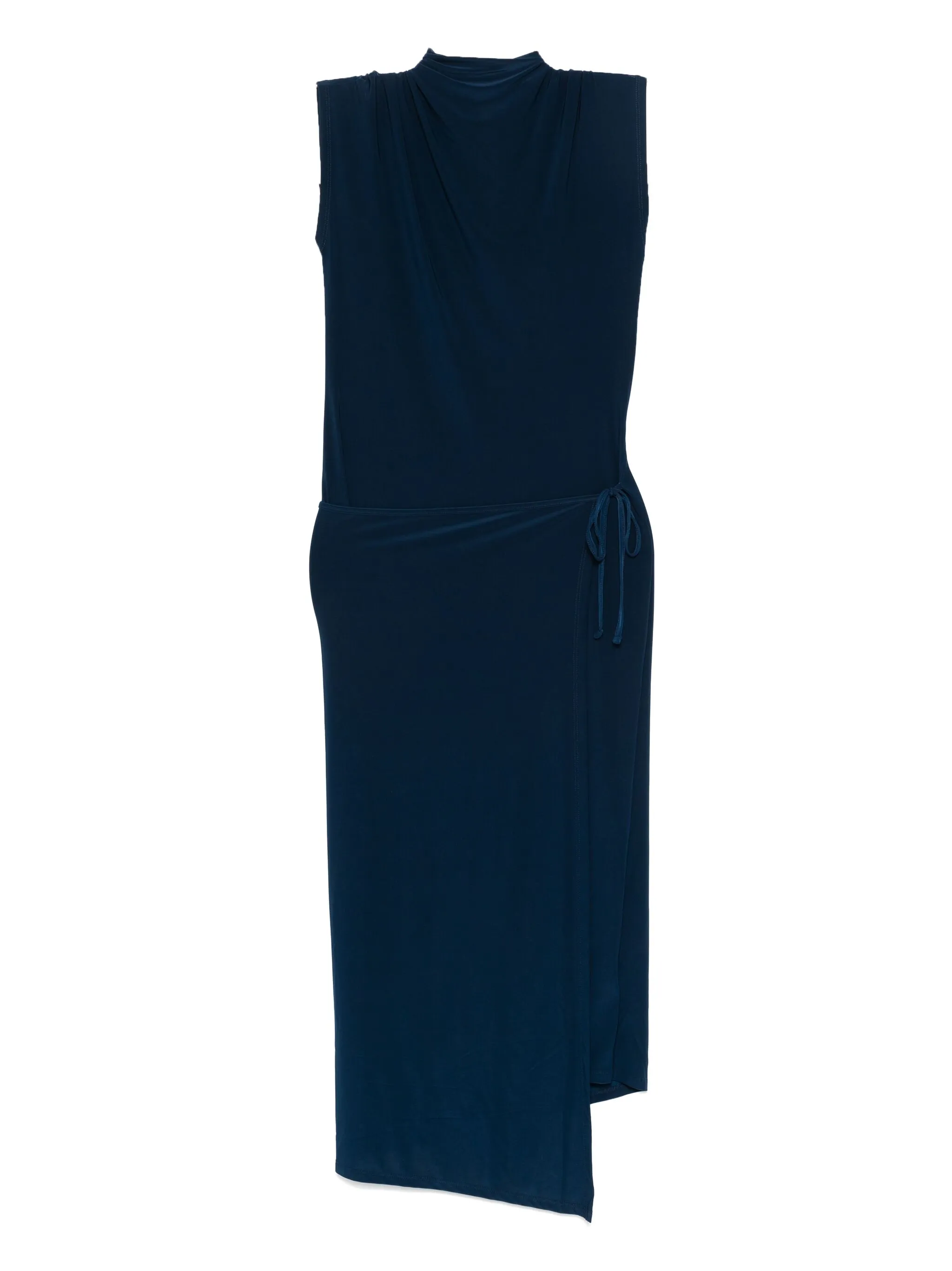 Calvin Klein Fitted Midi Wrap Dress In Blue