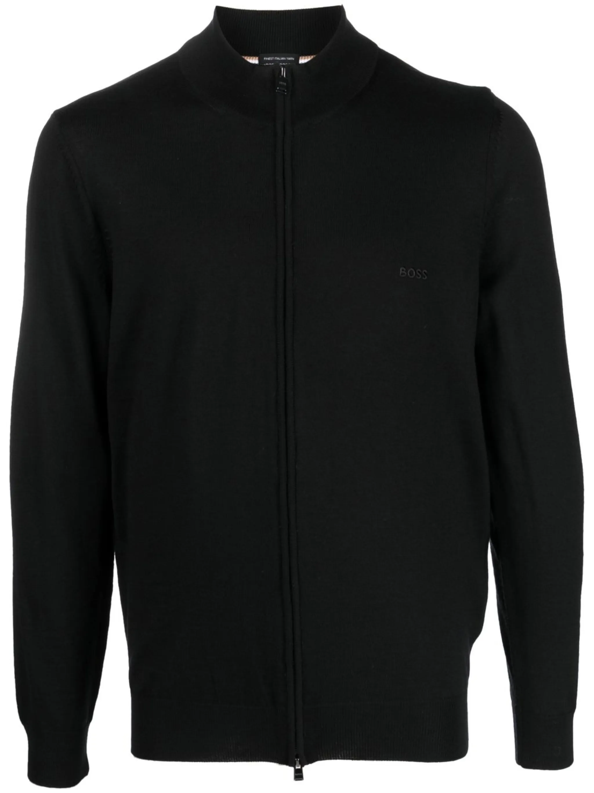 Hugo Boss Avac Mens Full Zip Funnel Neck Jumper In Black