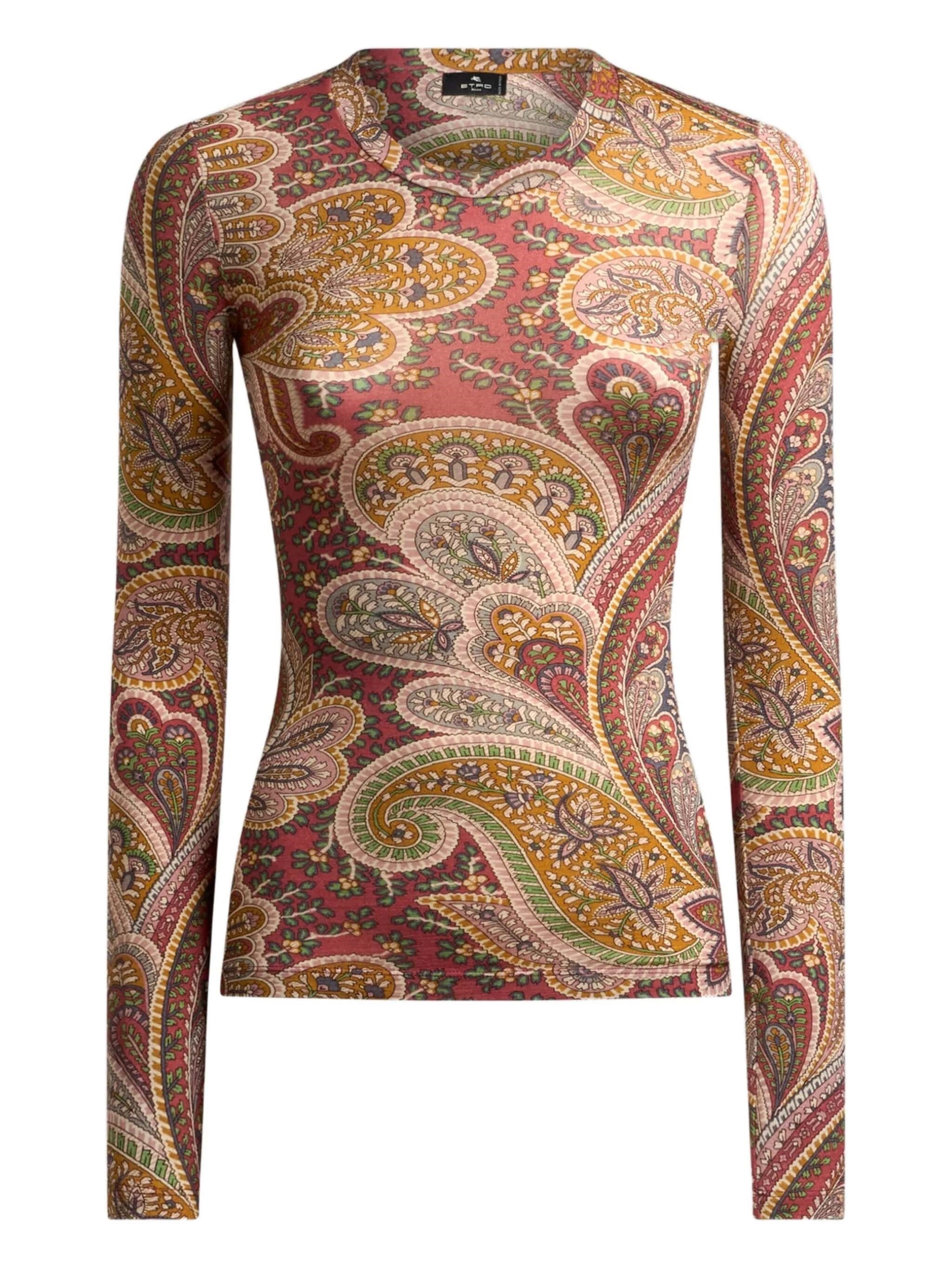 Etro Crew Neck Long-sleeved Top In Brown