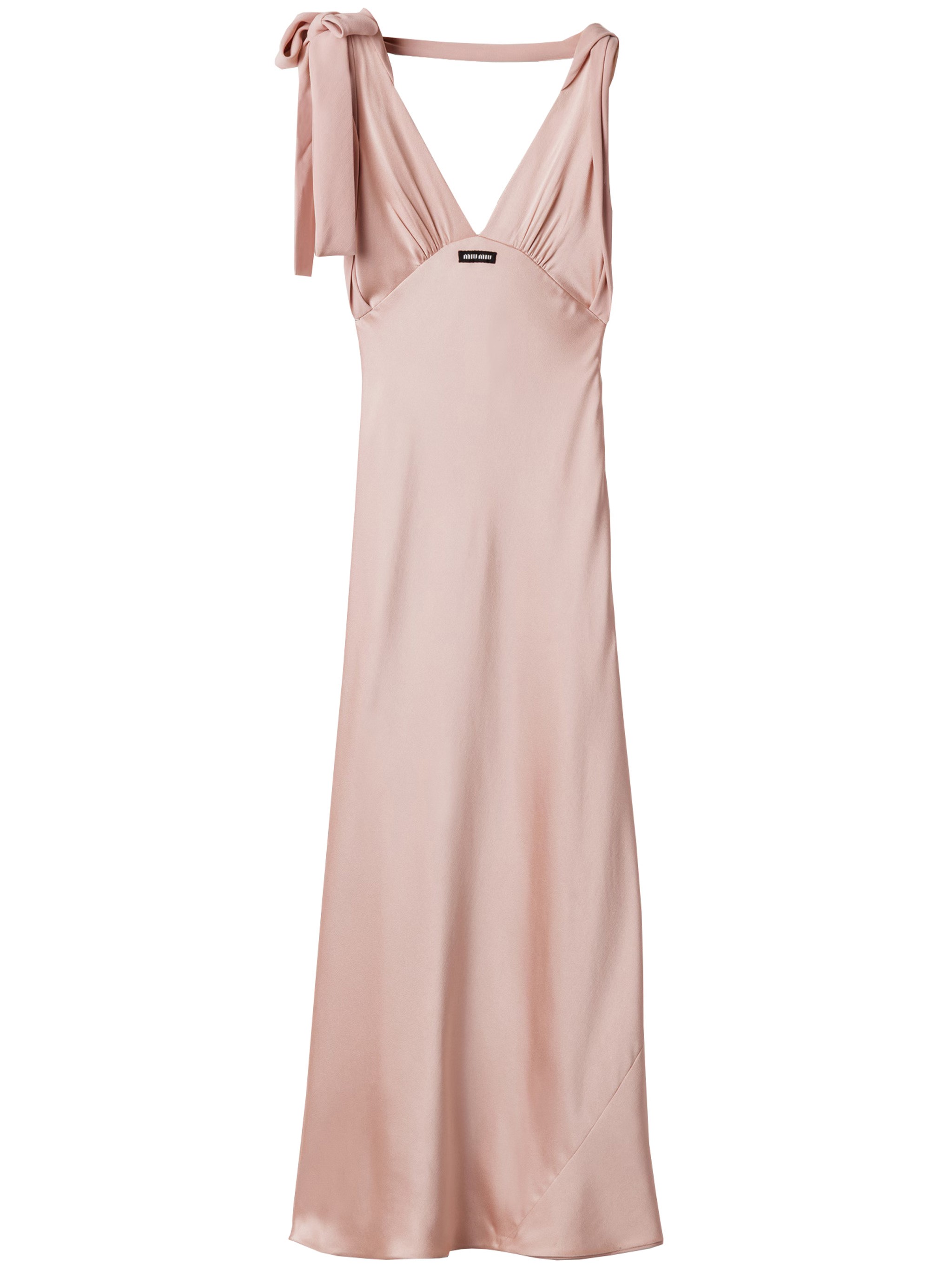 Miu Miu Satin Reverse Bow Draped Maxi Dress In Pink