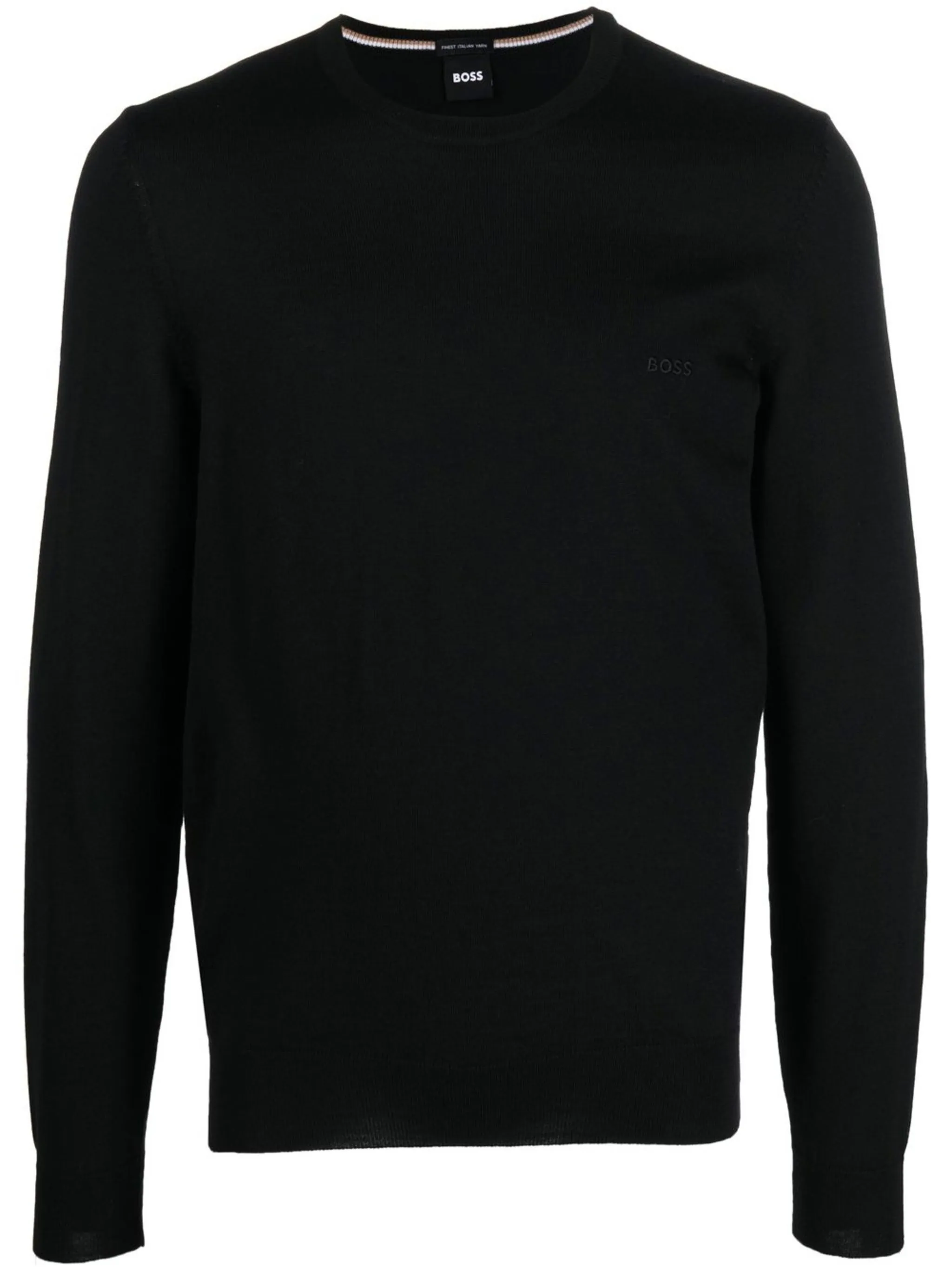 Hugo Boss Boss Virgin Wool Crew-neck Sweater In Black