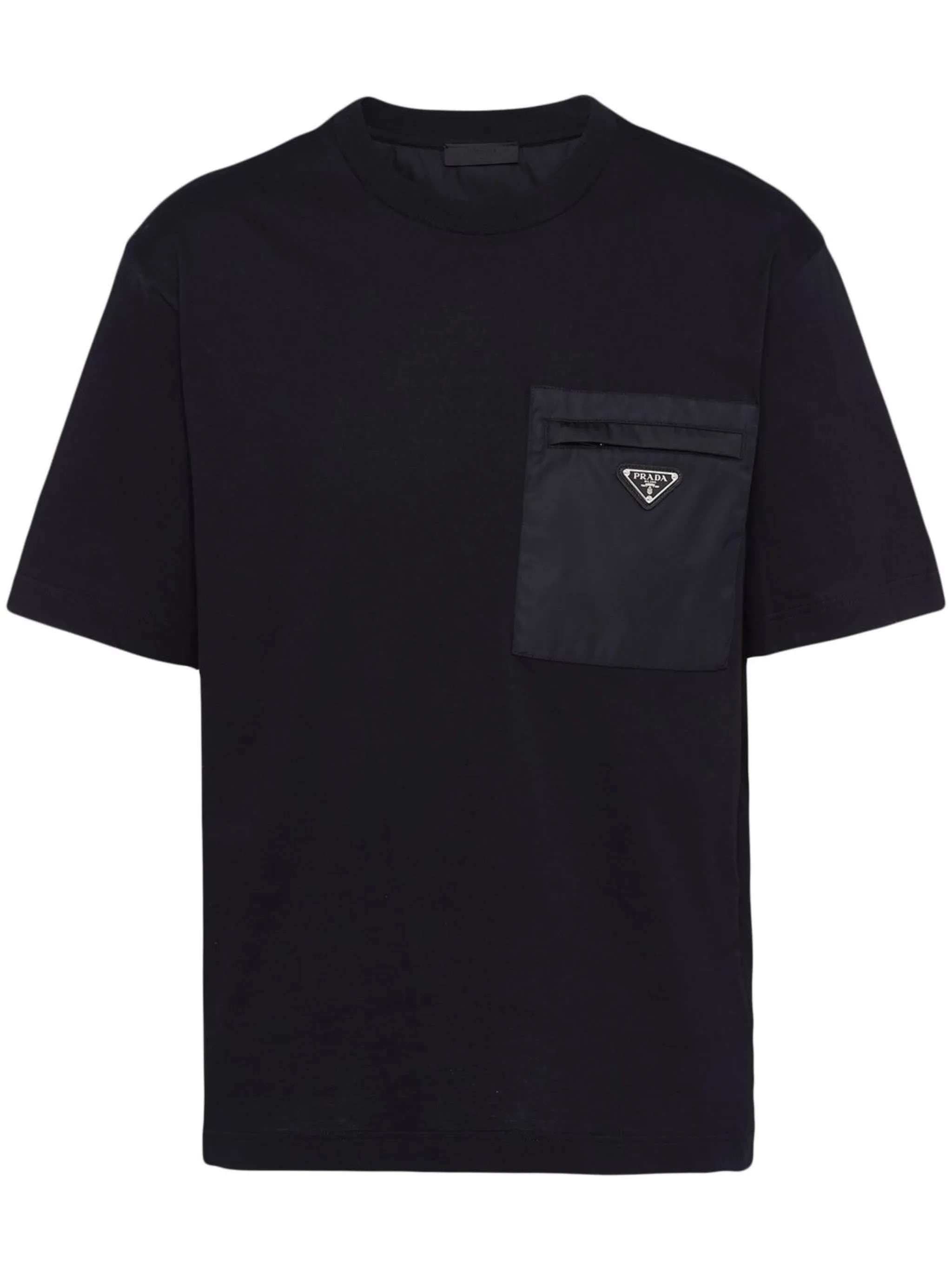 Prada Short Sleeve Crew Neck T-shirt With Pocket In Black