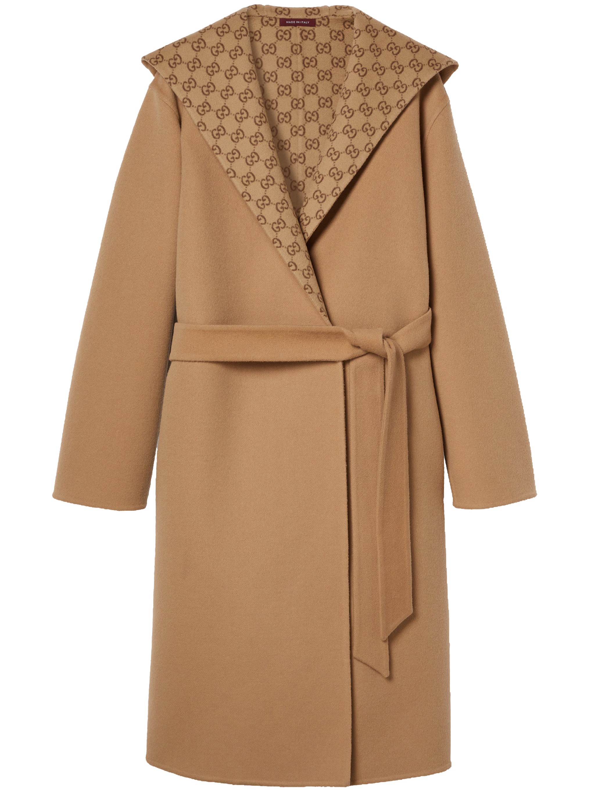 Gucci Women Reversible Gg Wool-blend And Silk Coat In Brown