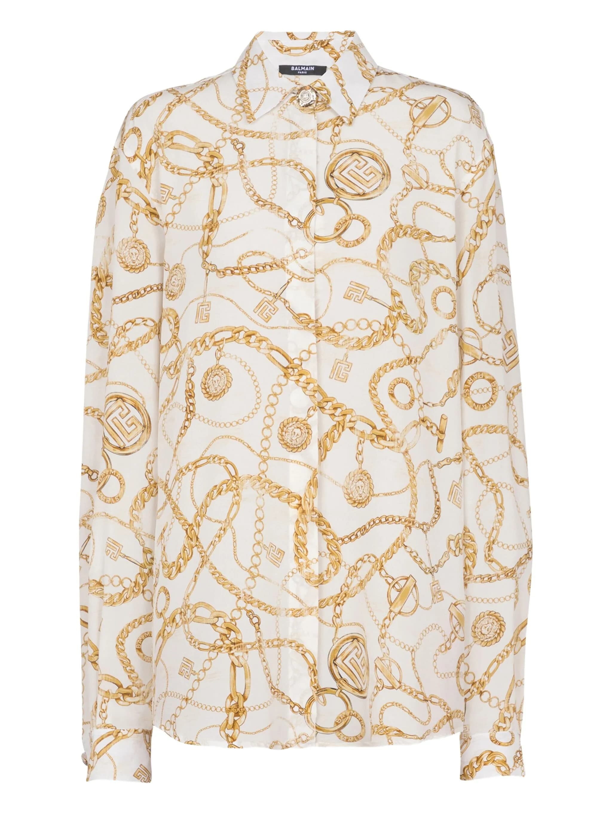 Balmain White Pure Silk Shirt In White
