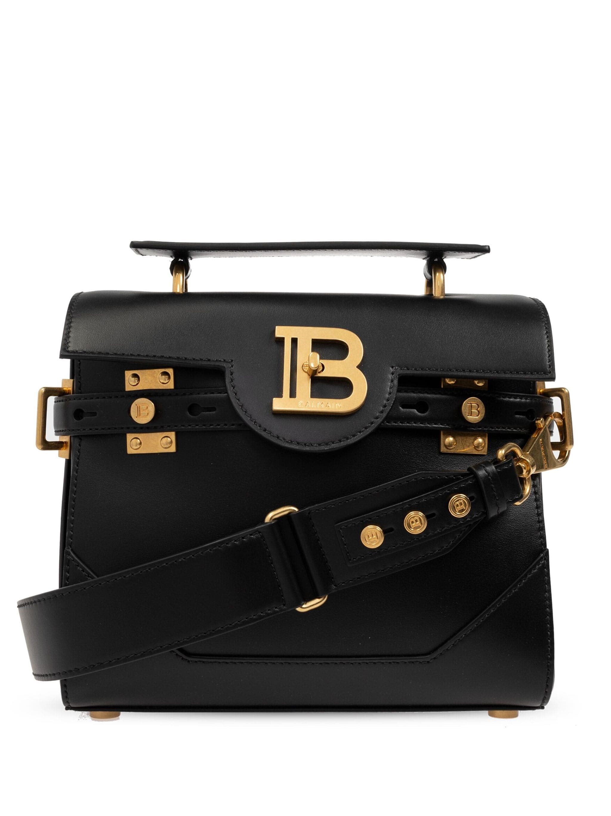 Balmain B-buzz 23 Monogram Leather Top Handle Bag