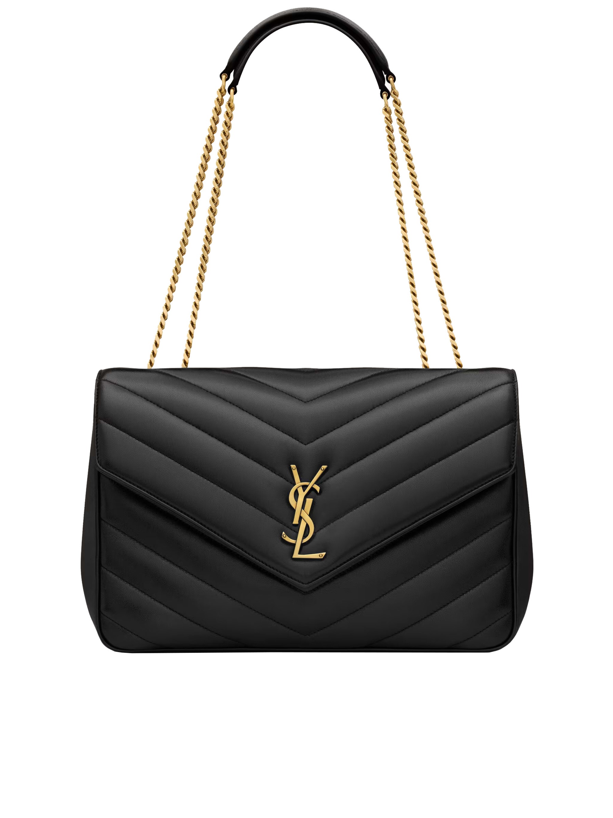 Saint Laurent Large Chevron Quilted Bag With Chain Strap