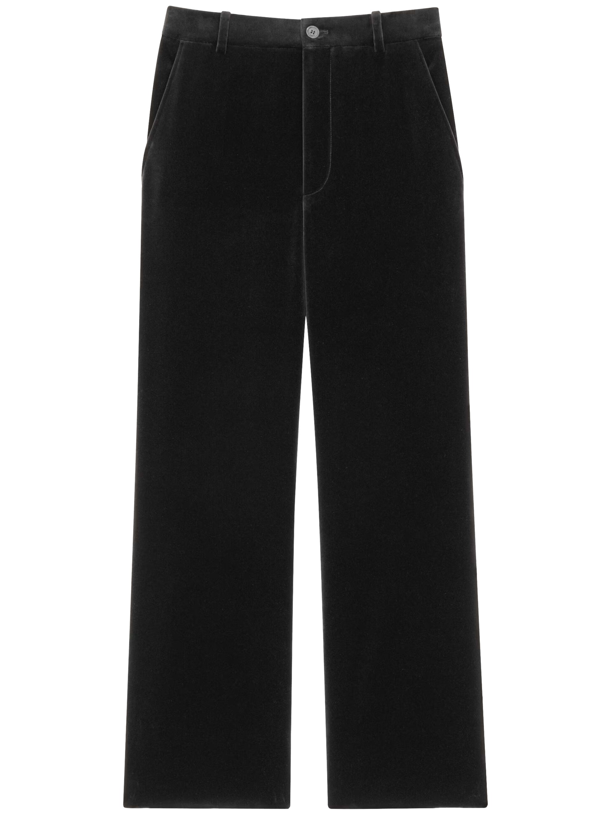 Saint Laurent Green Straight Leg Pants In Black
