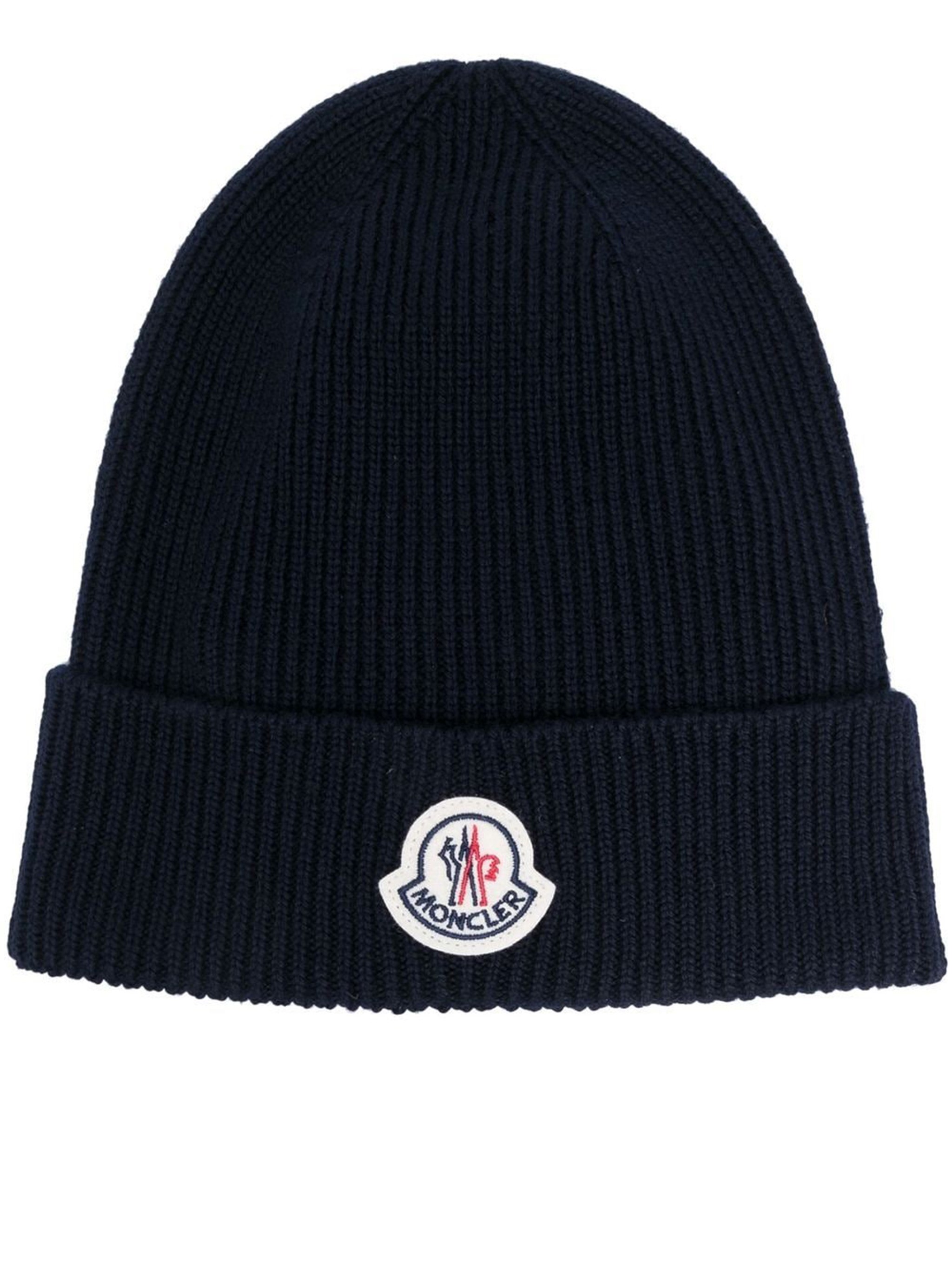 MONCLER MONCLER Virgin Wool Beanie With Logo Patch　MONCLER ロゴパッチ付きバージンウールビーニー