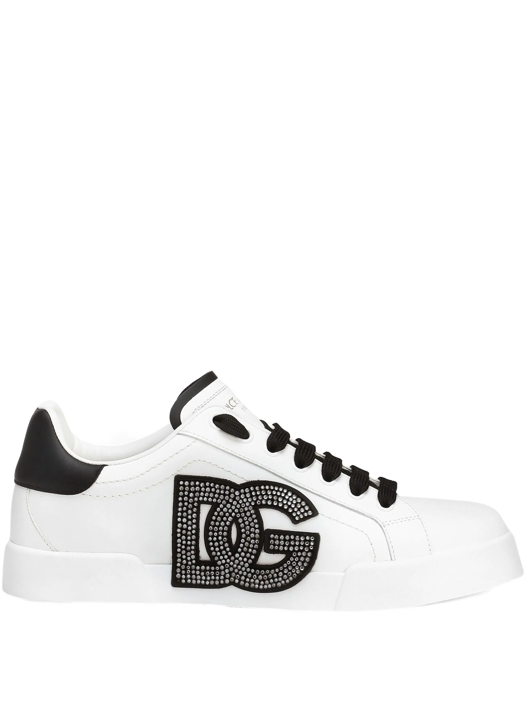 Dolce & Gabbana Portofino Light Strobel Sneaker In Calfskin In White