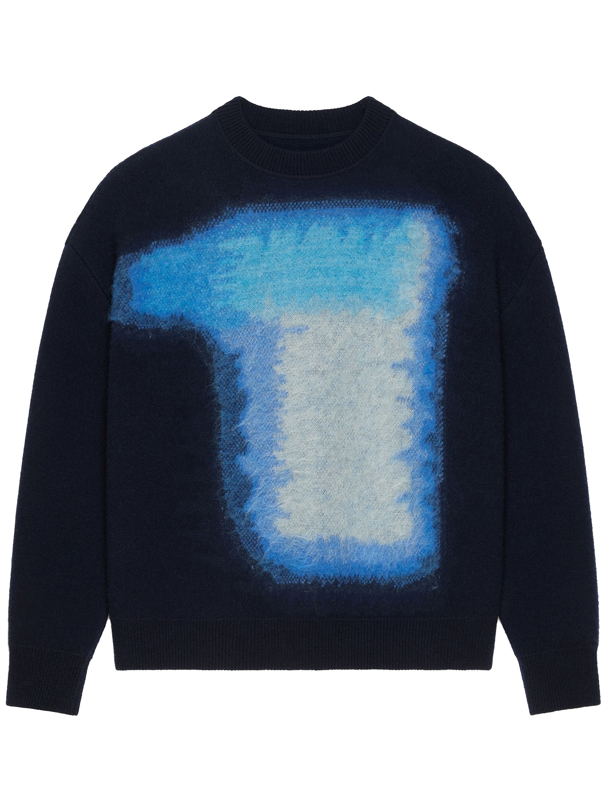 Givenchy Abstract Pattern Crewneck Sweater With Ribbed Finish In Black