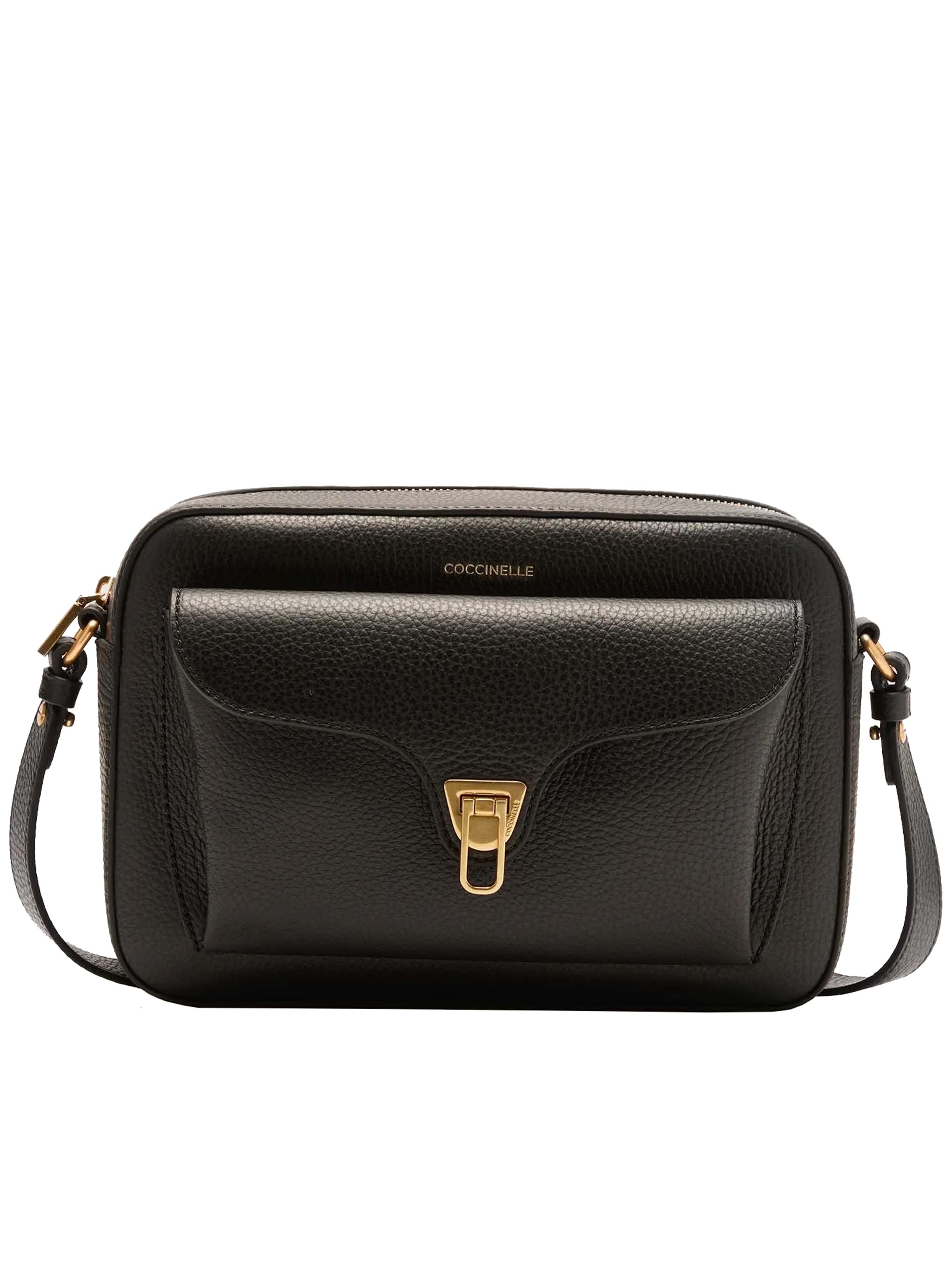 Coccinelle Beat Logo Stamp Small Shoulder Bag In Black