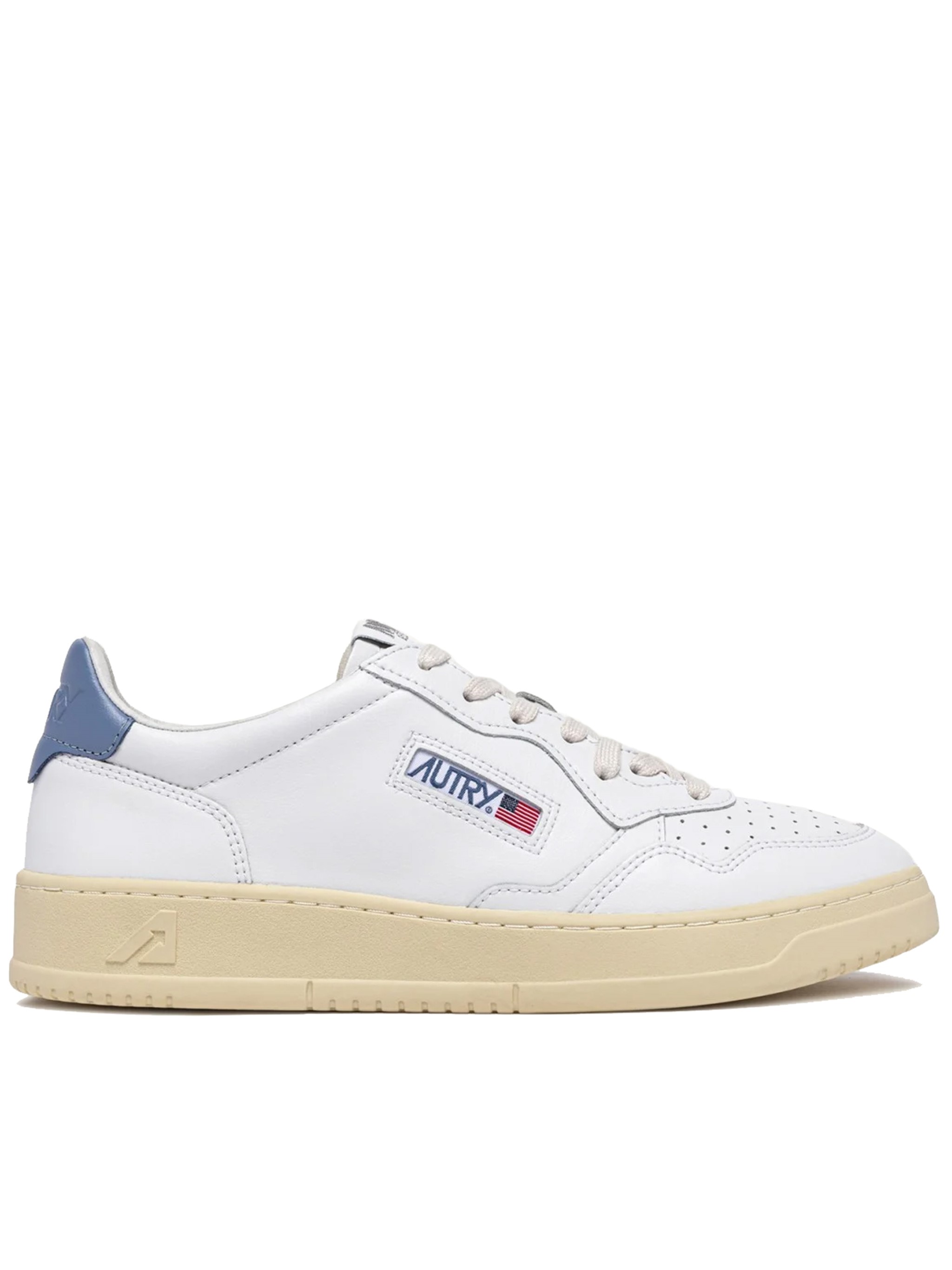 Autry Leather Perforated Low-top Sneakers With Padded Collar In White