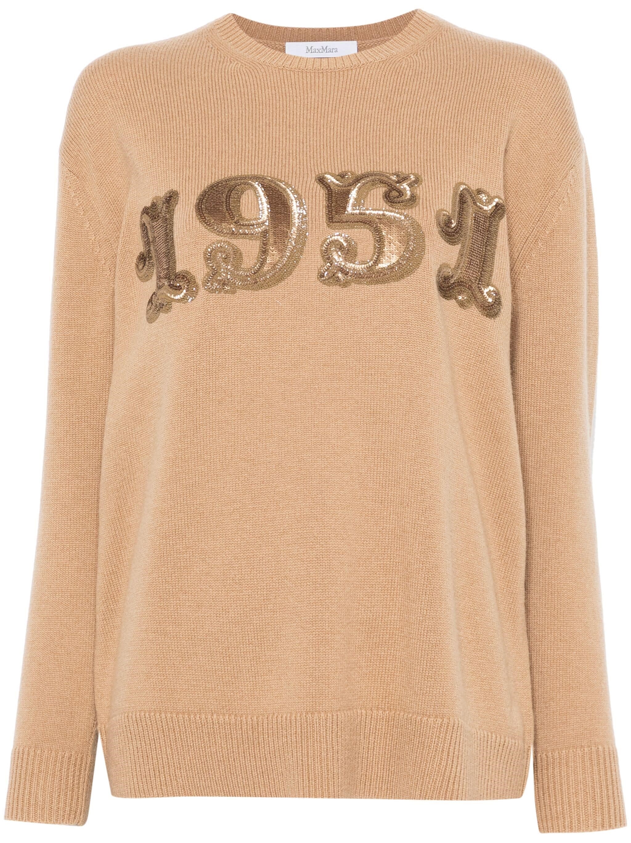 Max Mara Crew Neck Sweater In Brown