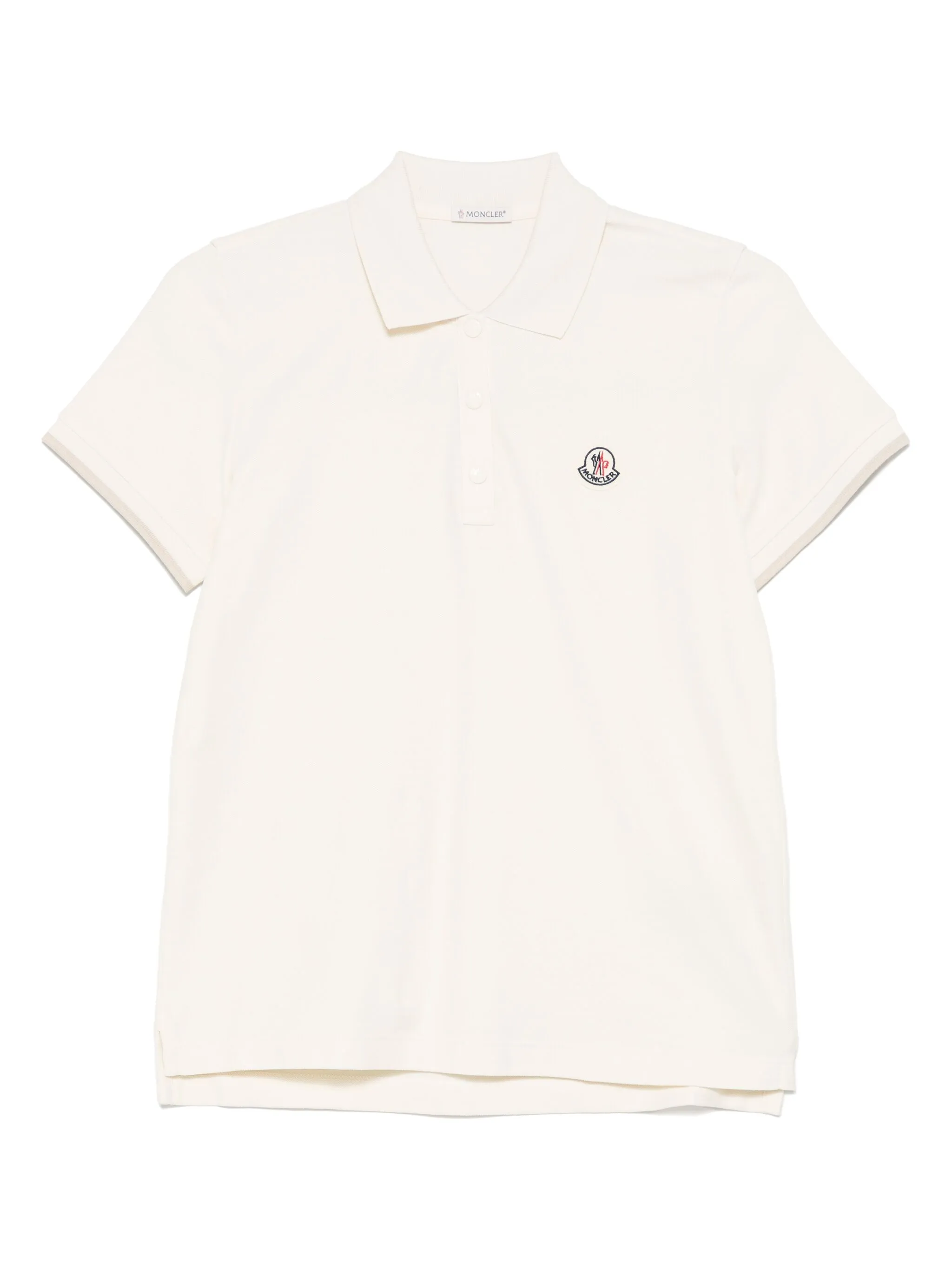 Moncler Logo Patch Cotton Pique Polo Shirt Clothing In Metallic