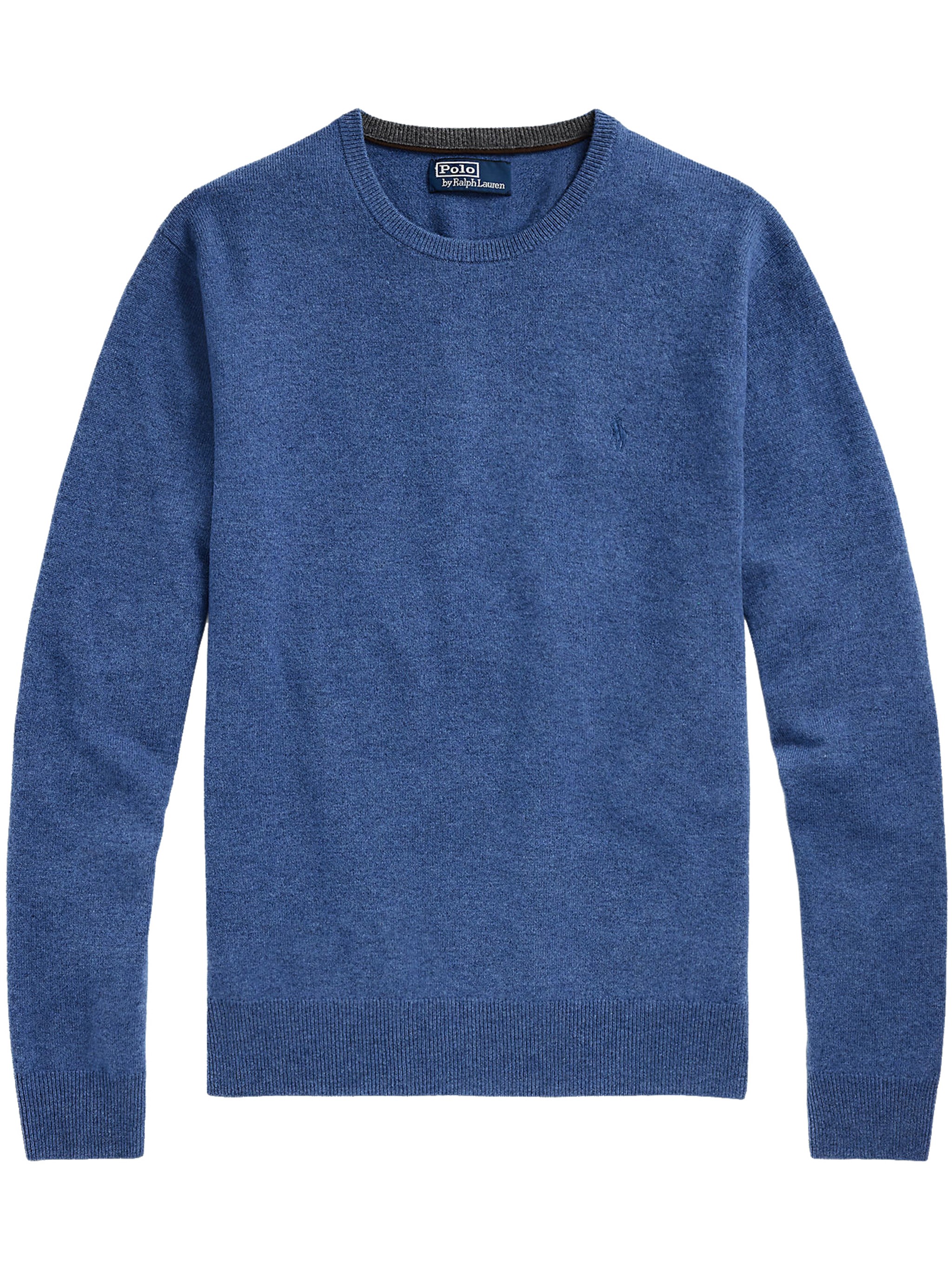 Polo Ralph Lauren Tailored Round Neck Sweater With Subtle Logo Detail In Blue