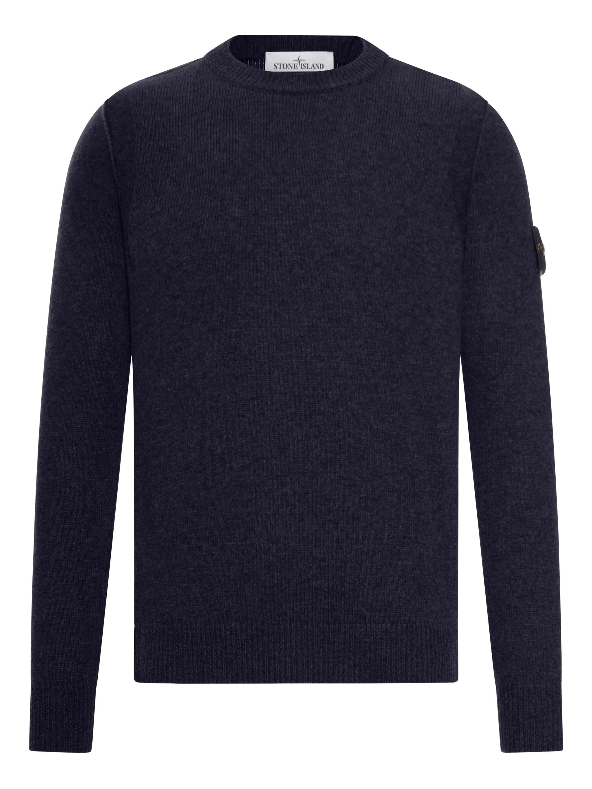 Stone Island Classic Crew Neck Sweater With Distinctive Patch Detail In Multi