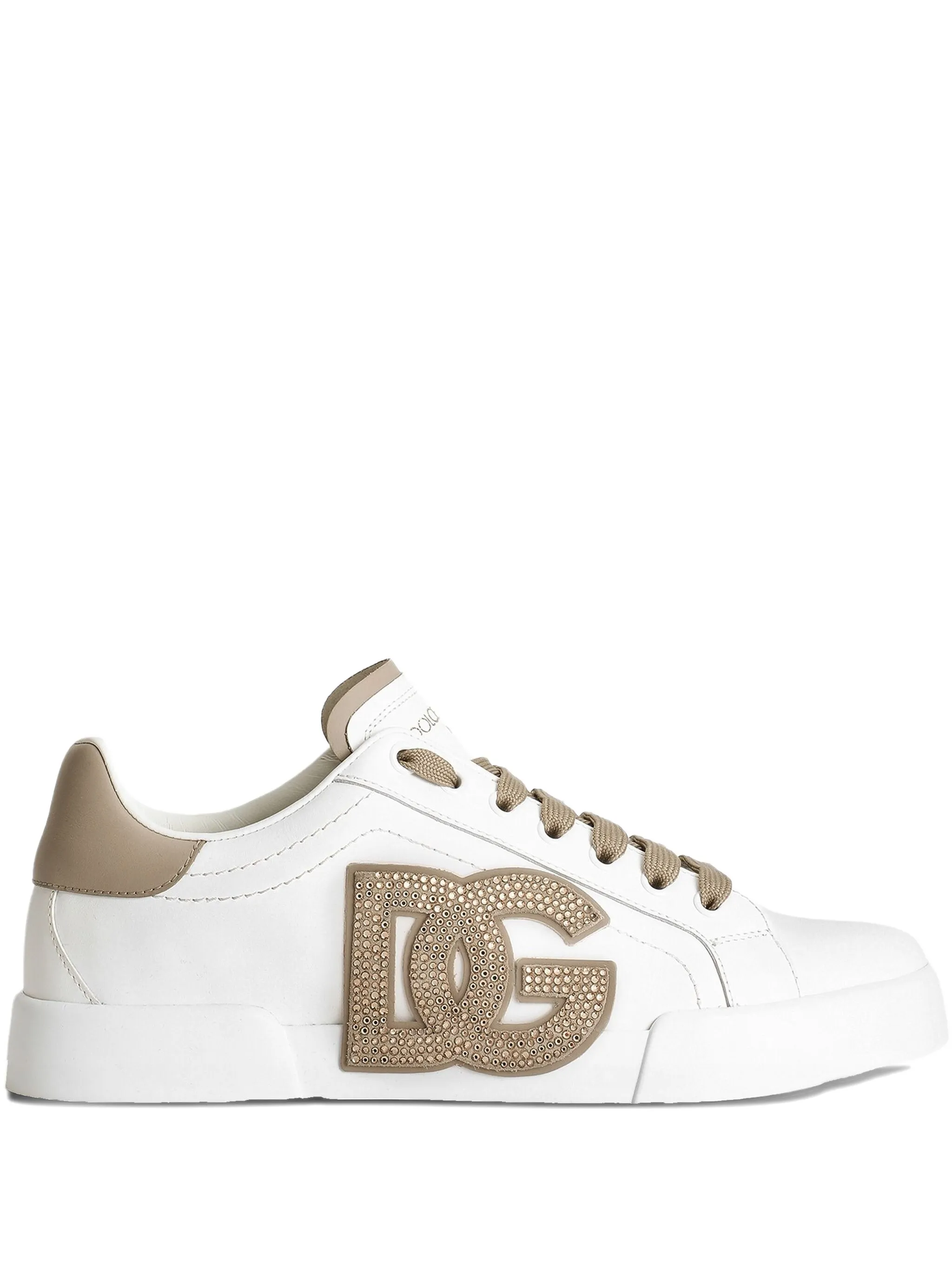 Dolce & Gabbana Women Portofino Leather Sneakers In White