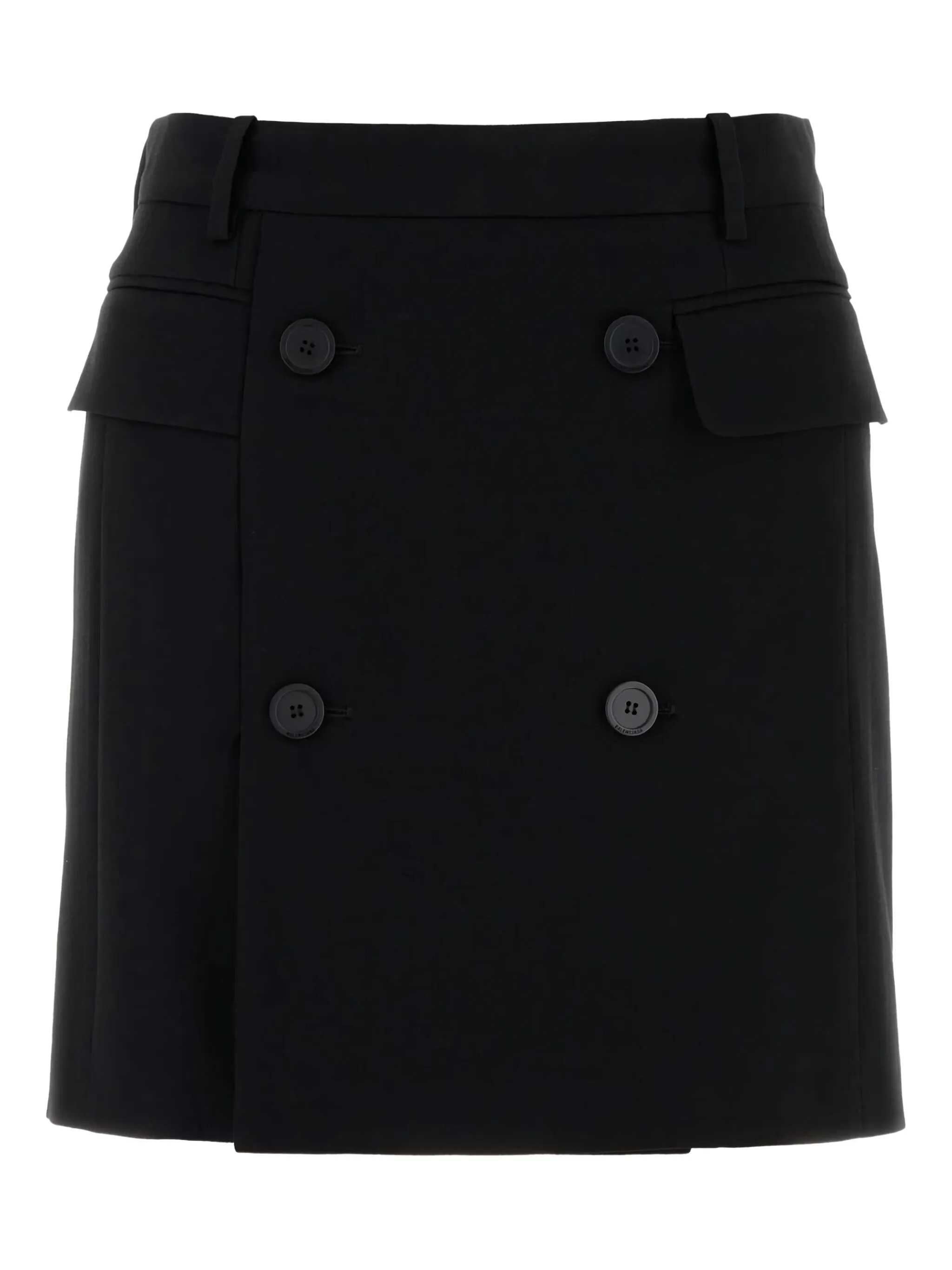 Balenciaga Women Viscose And Wool Twill Miniskirt In Black