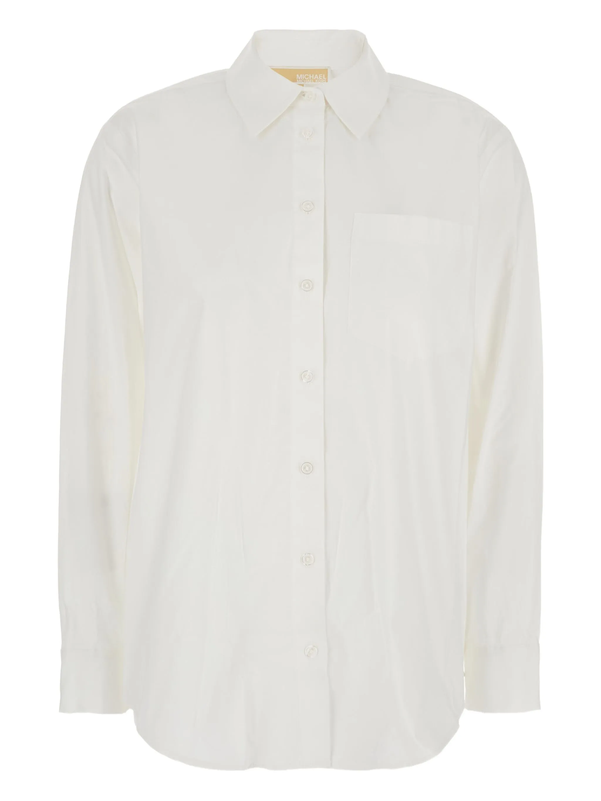 Michael Kors White Shirt With Button Down Collar And Logo Plaque On The Rear In Cotton Stretch Woman In White