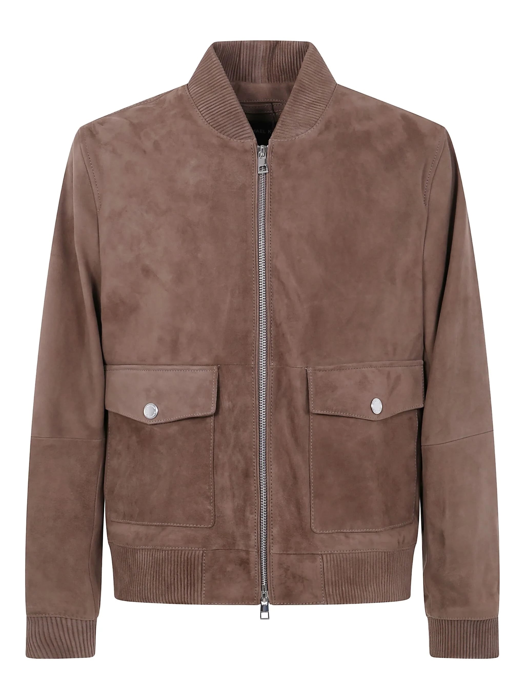Michael Kors Bomber Jacket In Suede In Brown