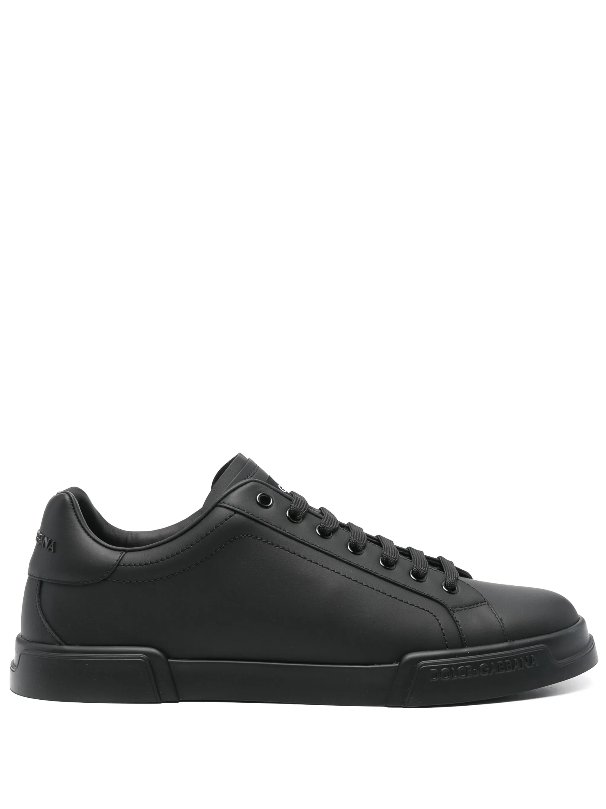 Dolce & Gabbana Men Portofino Leather Sneakers In Black