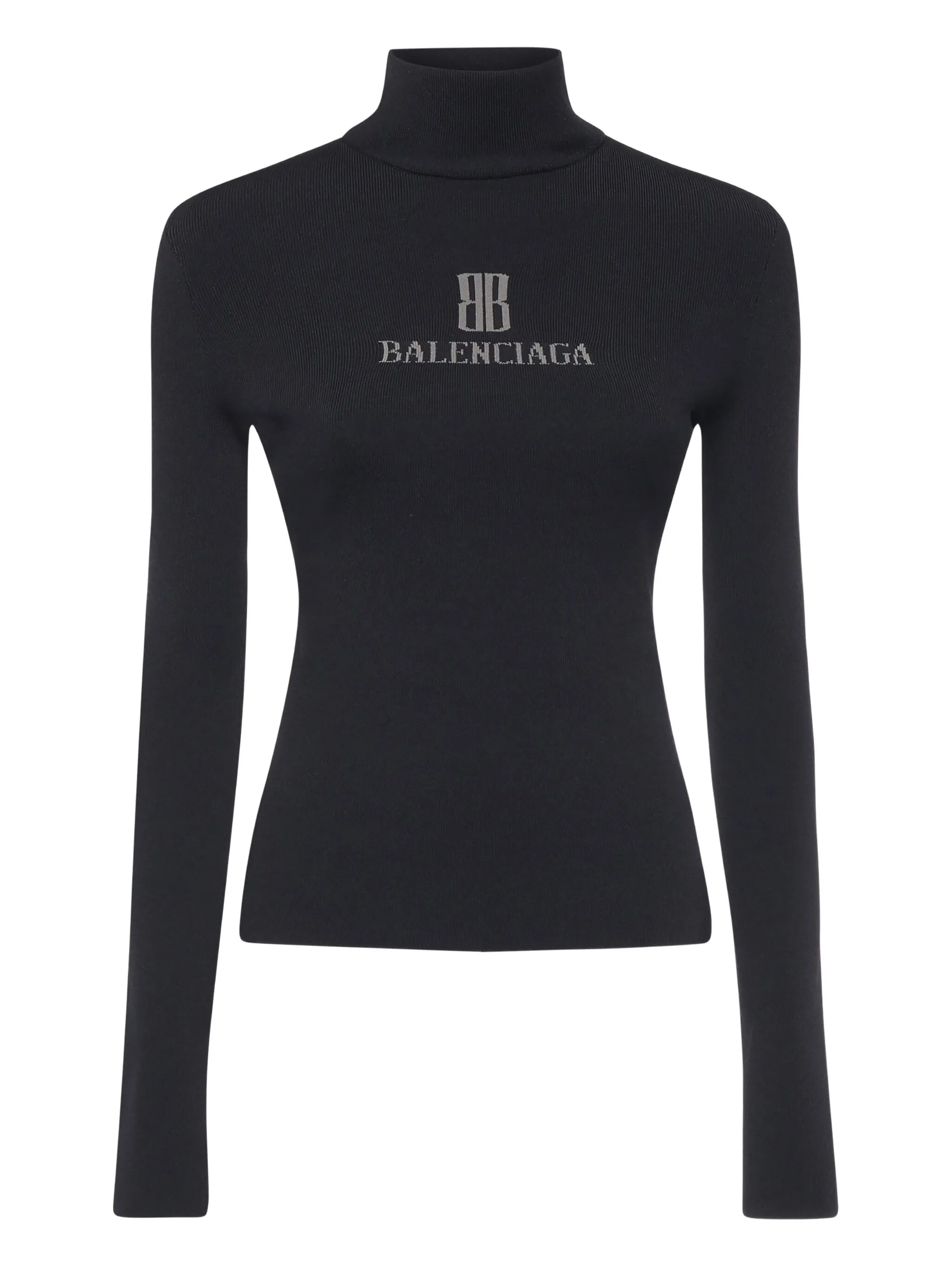 Balenciaga Women Turtleneck With Lettering Logo On The Front In Blue