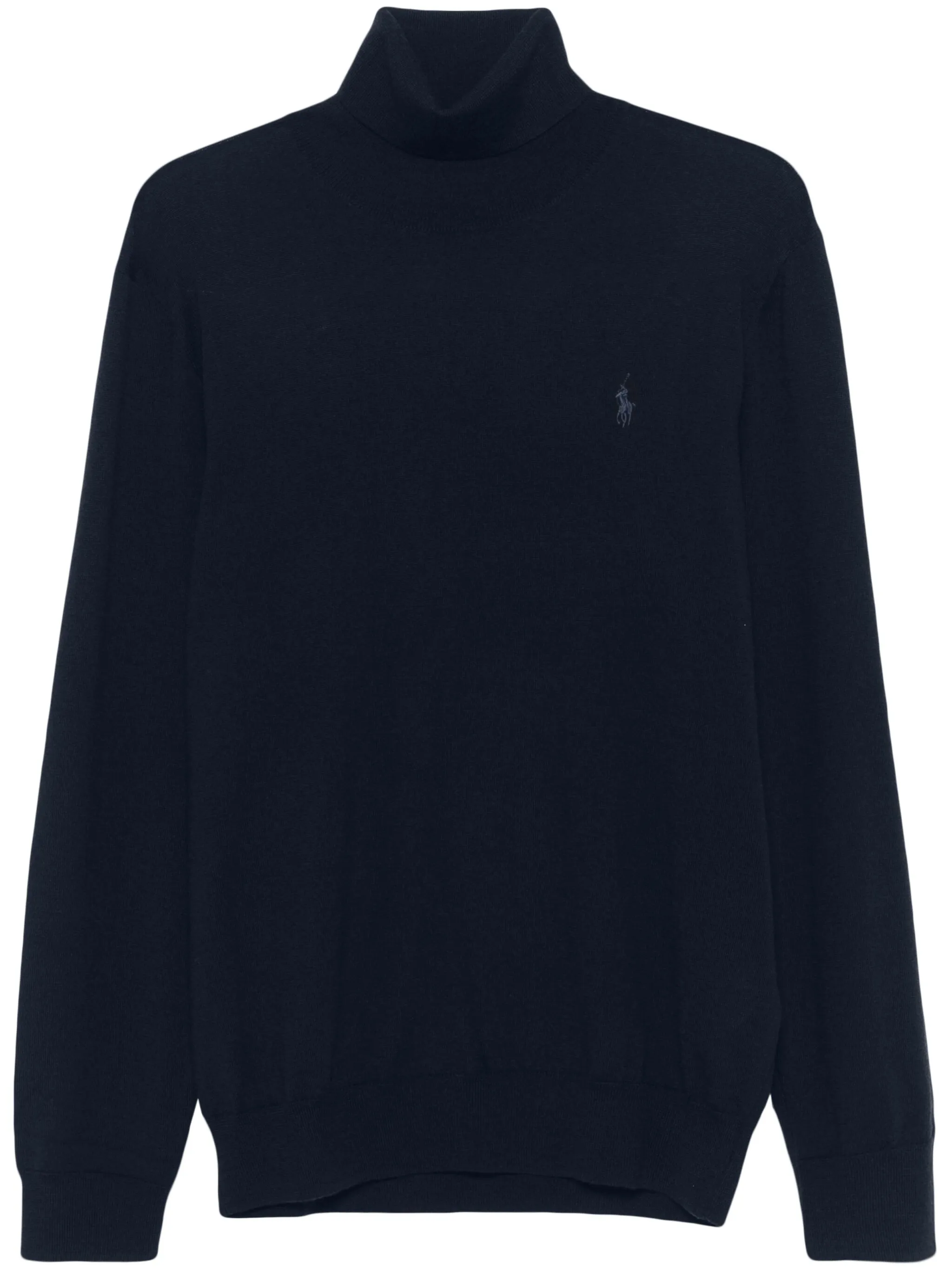 Polo Ralph Lauren Turtleneck Black Wool Long Sleeve Pullover In Blue