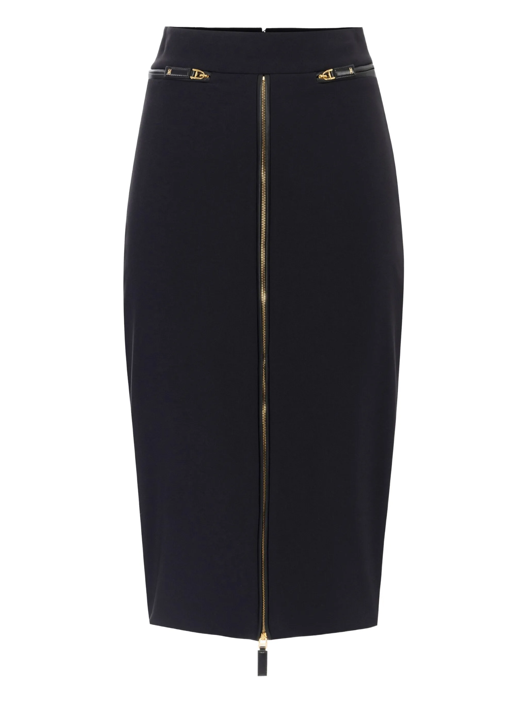 Elisabetta Franchi Lightweight Crepe Skirt With Black Zip In Black