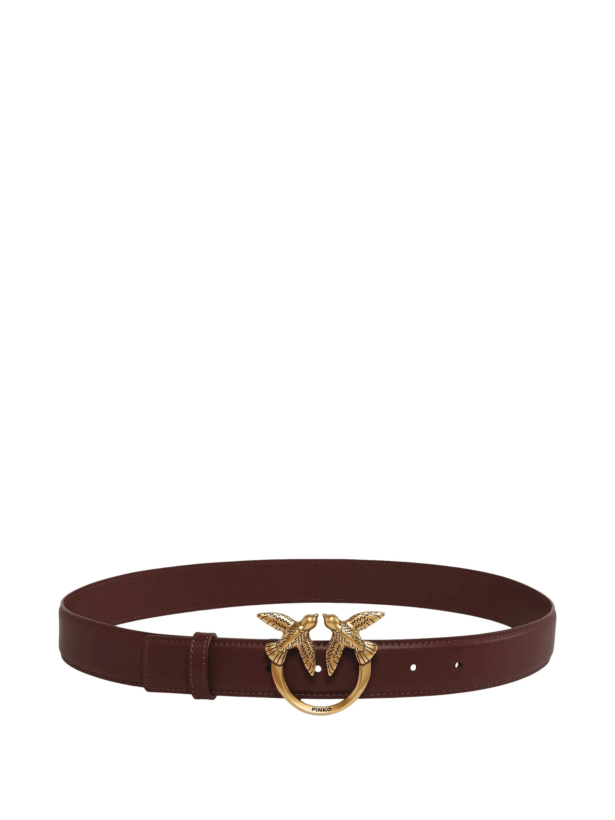 Pinko Leather Belt With Logo In Brown