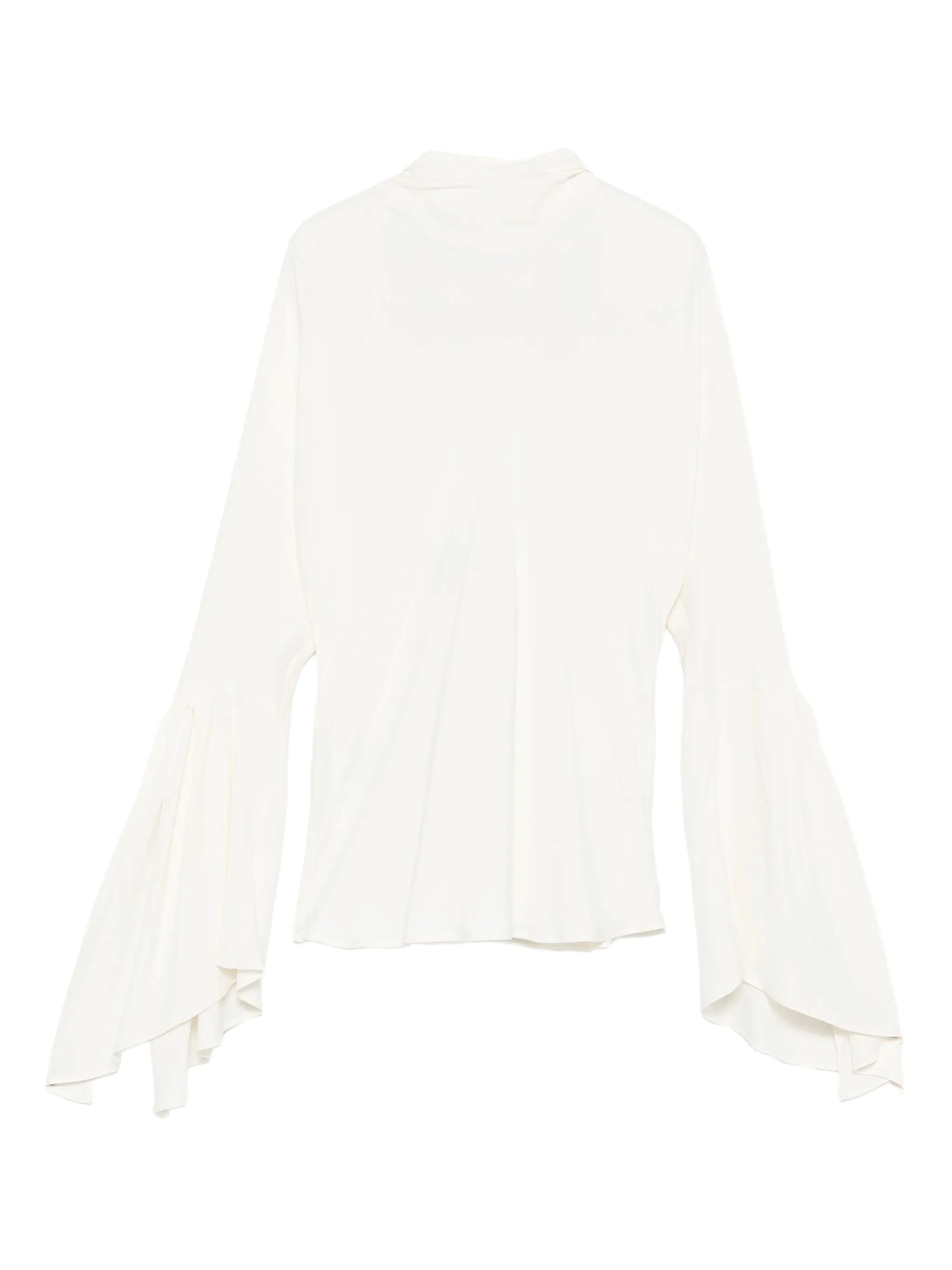 Pinko White High Neck Shirt With Flared Sleeves In White