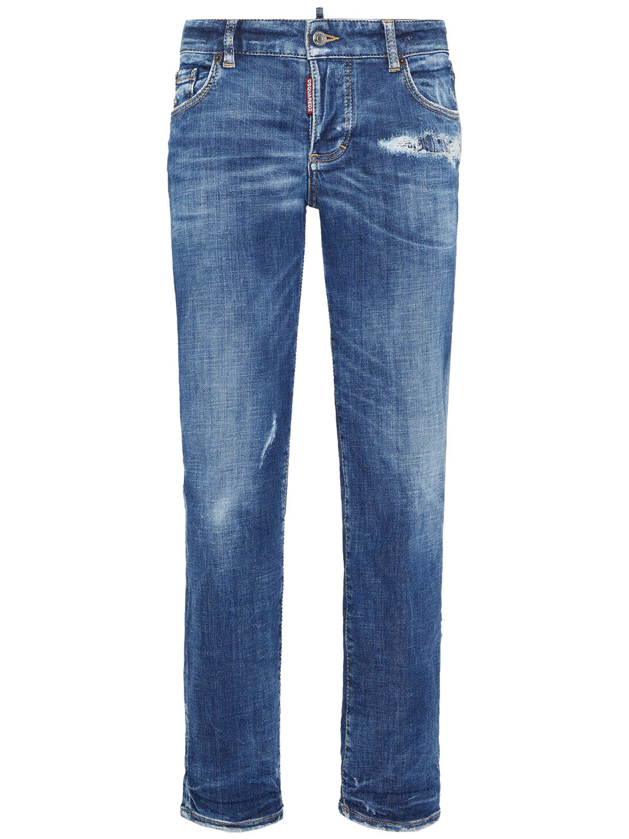 Dsquared2 Distressed Five-pocket Belt Loop Trousers In Blue