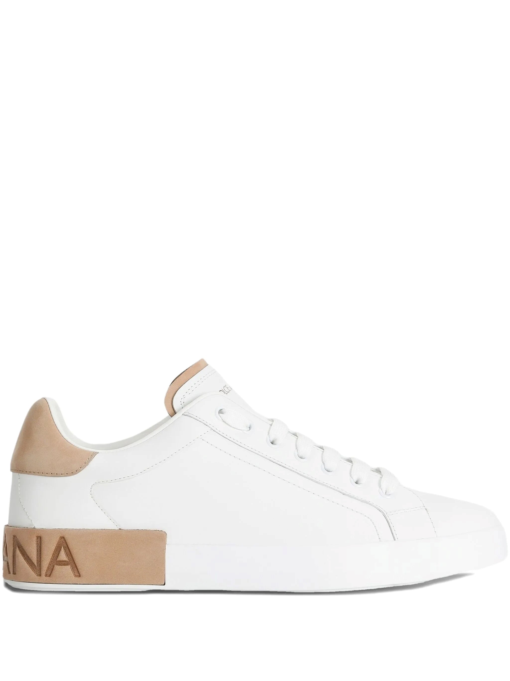 Dolce & Gabbana Portofino Leather Panelled Sneakers In White