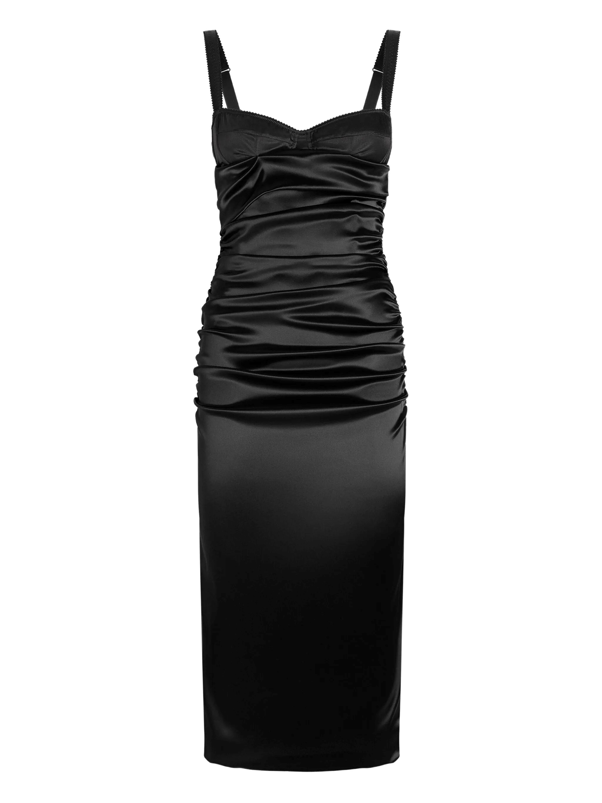 Dolce & Gabbana Draped Brassiere Midi Dress In Black