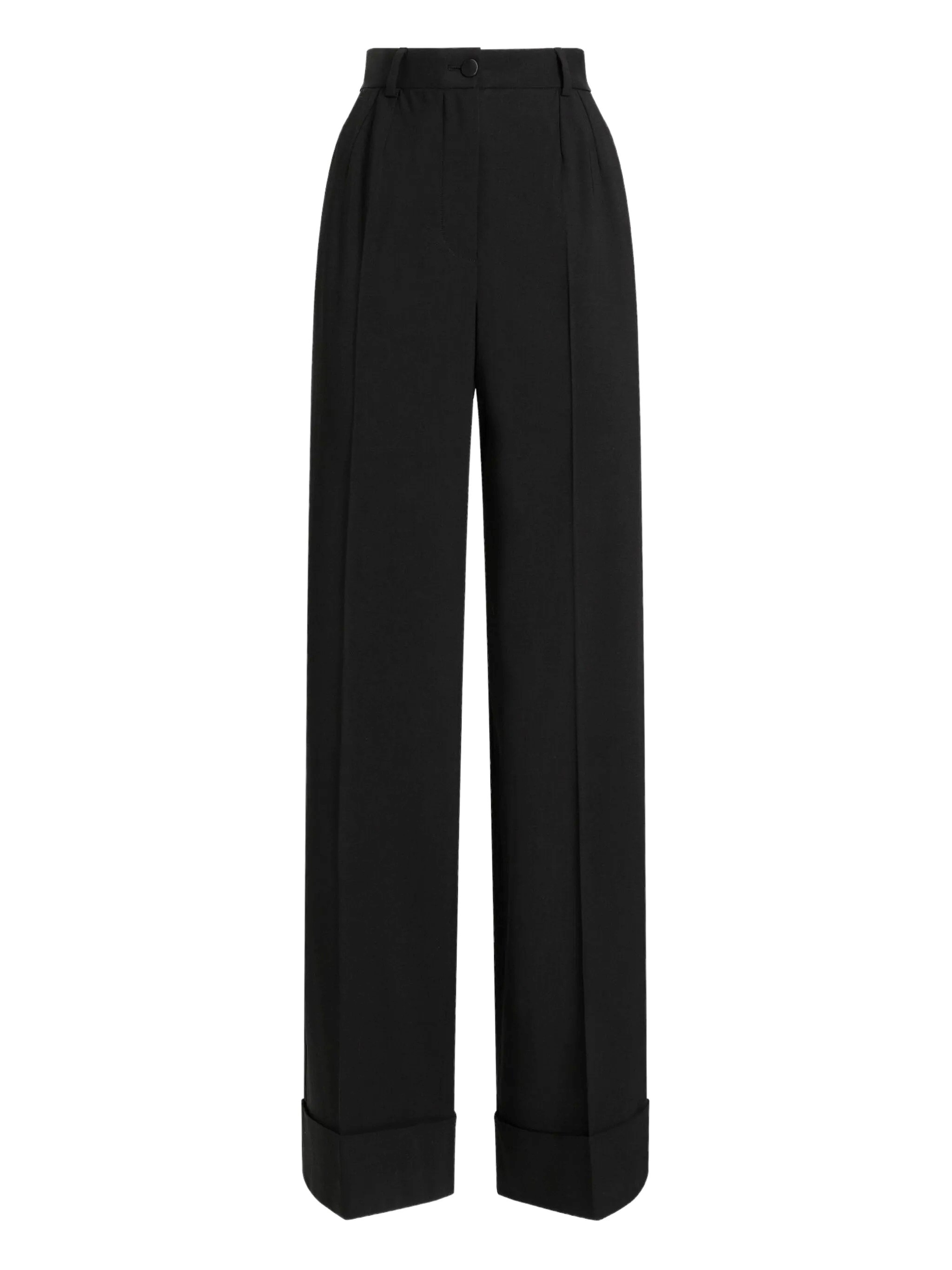 Dolce & Gabbana Black Straight Wool Trousers In Black