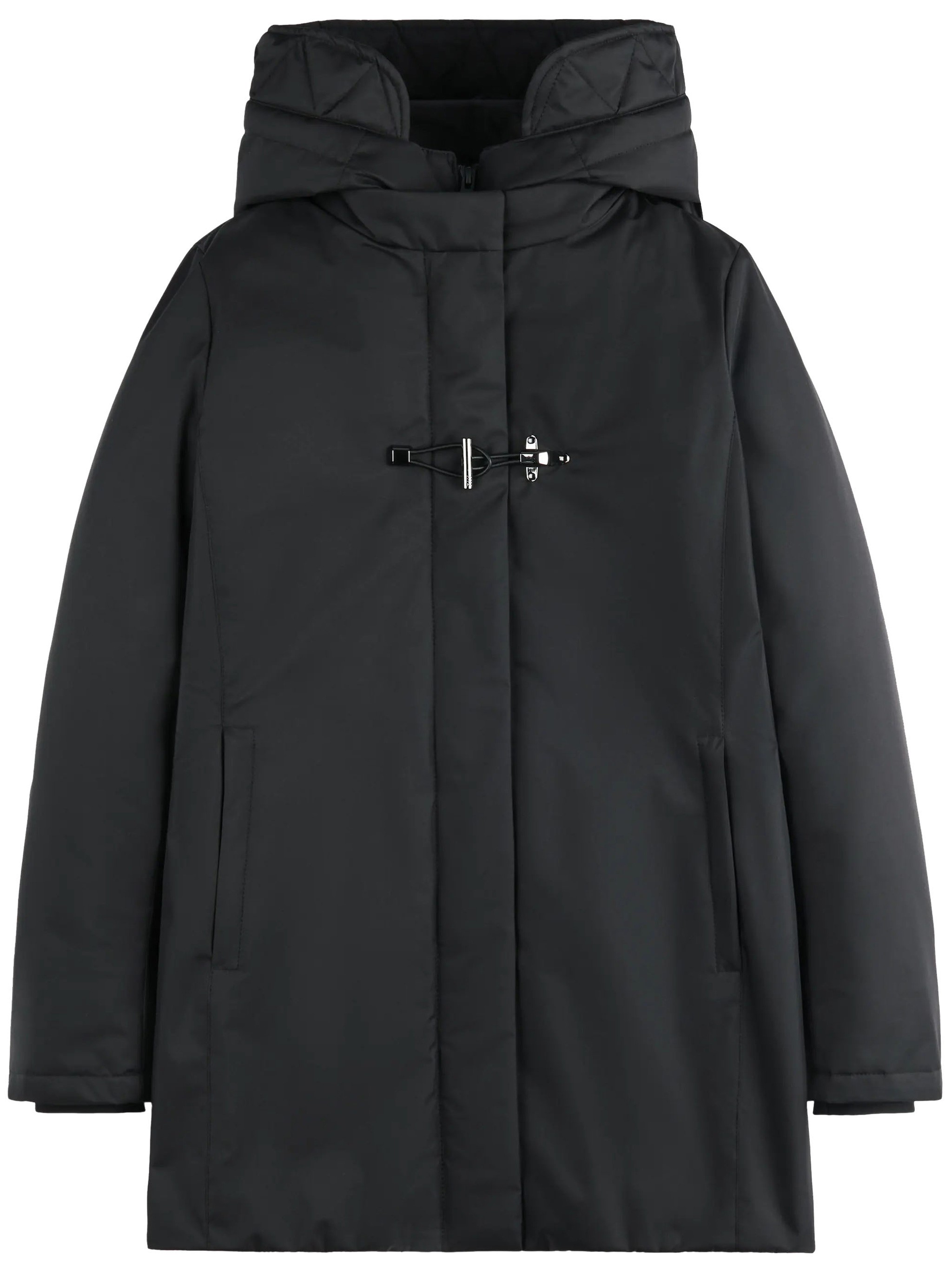 Fay Toggle Coat In Technical Gabardine In Black